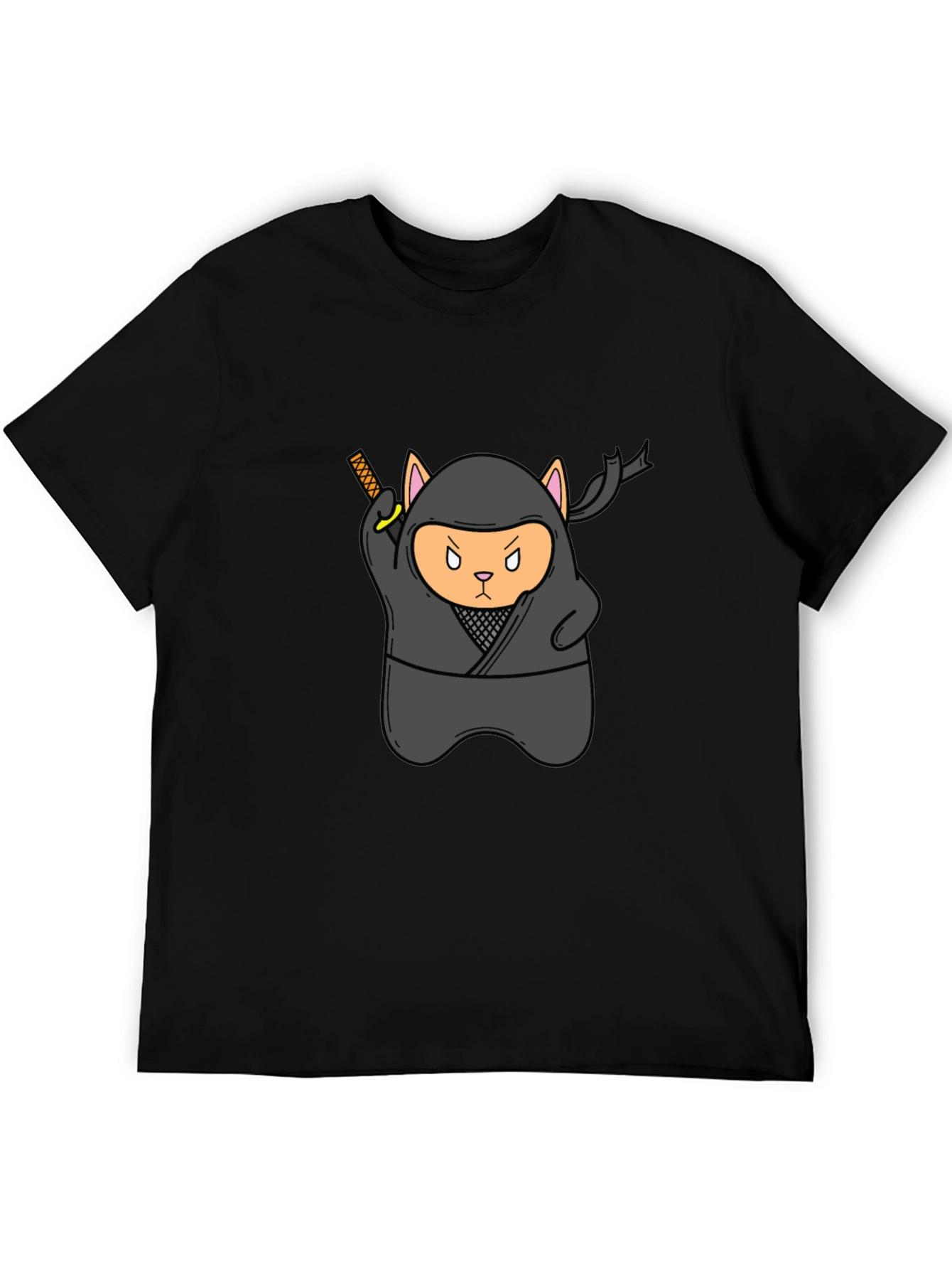 Black Ninja Cat Black T-Shirt - Stealth Mode Activated! view 5
