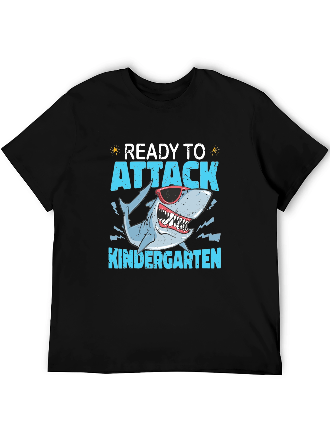 Black Ready to Attack Kindergarten Shark T-Shirt view 5