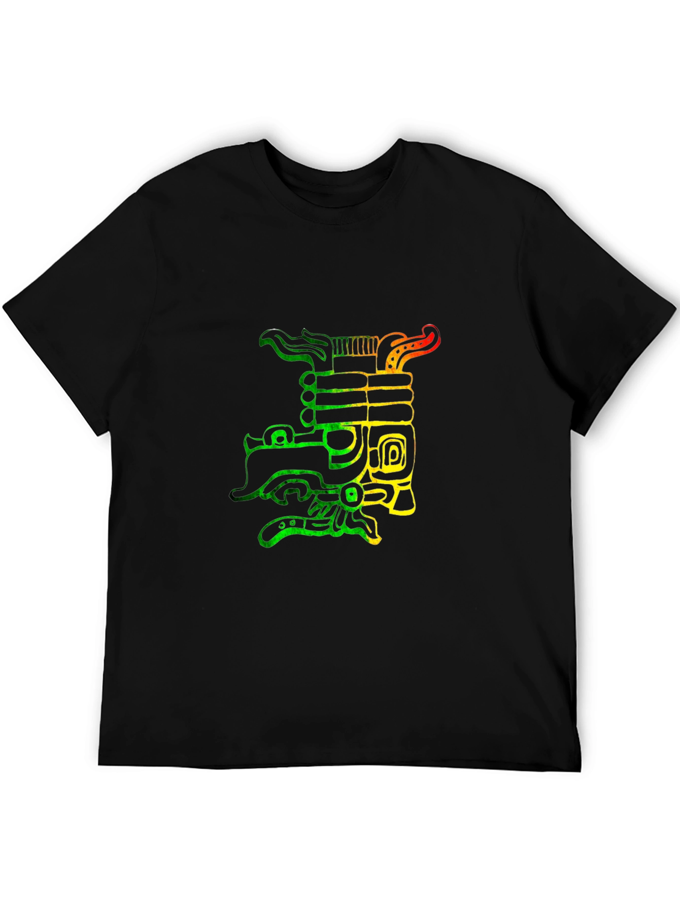 Black Rasta Aztec Dragon Graphic T-Shirt view 5
