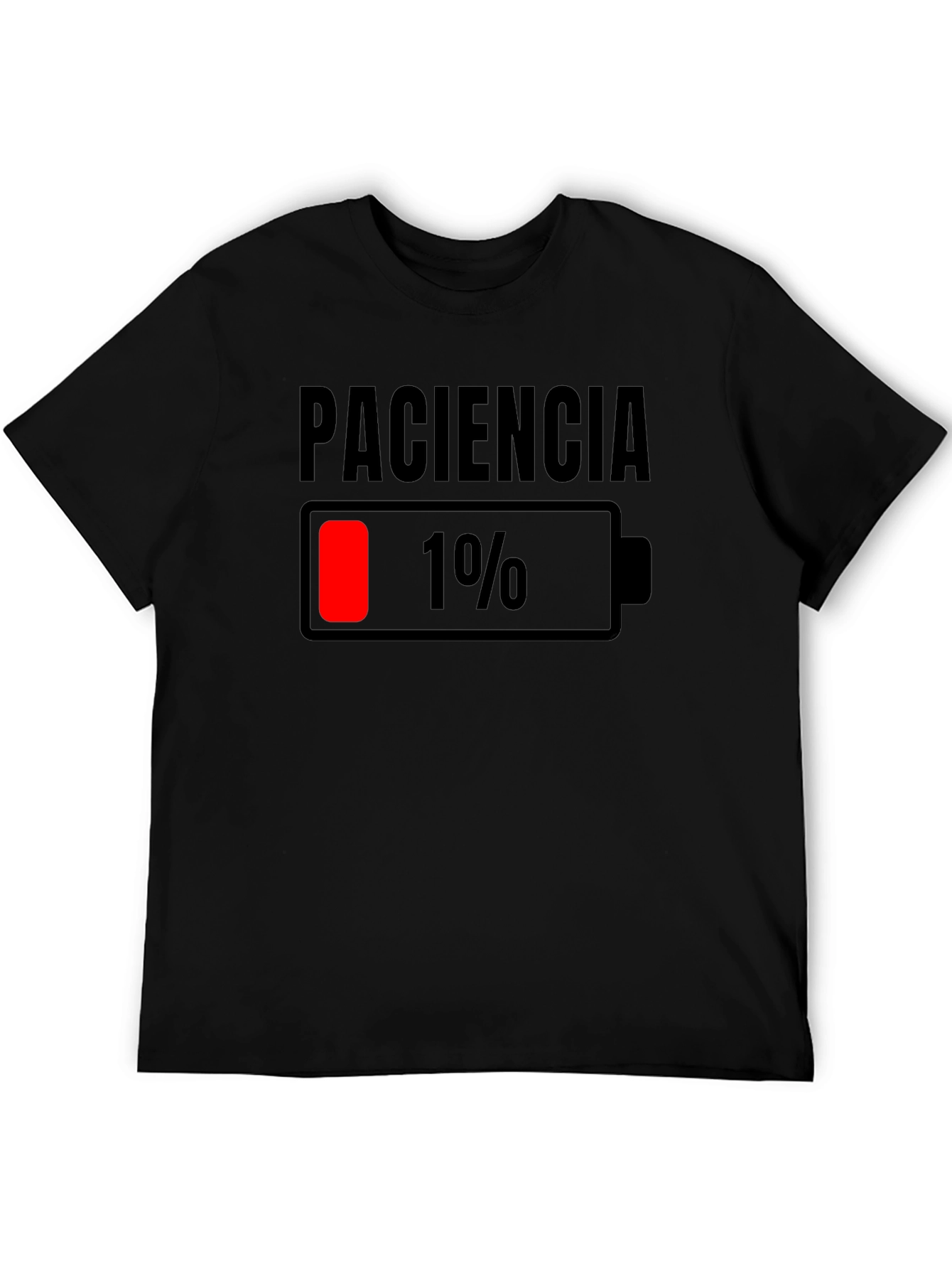 Black Paciencia Low Battery Graphic Tee - Funny Humor Shirt view 5