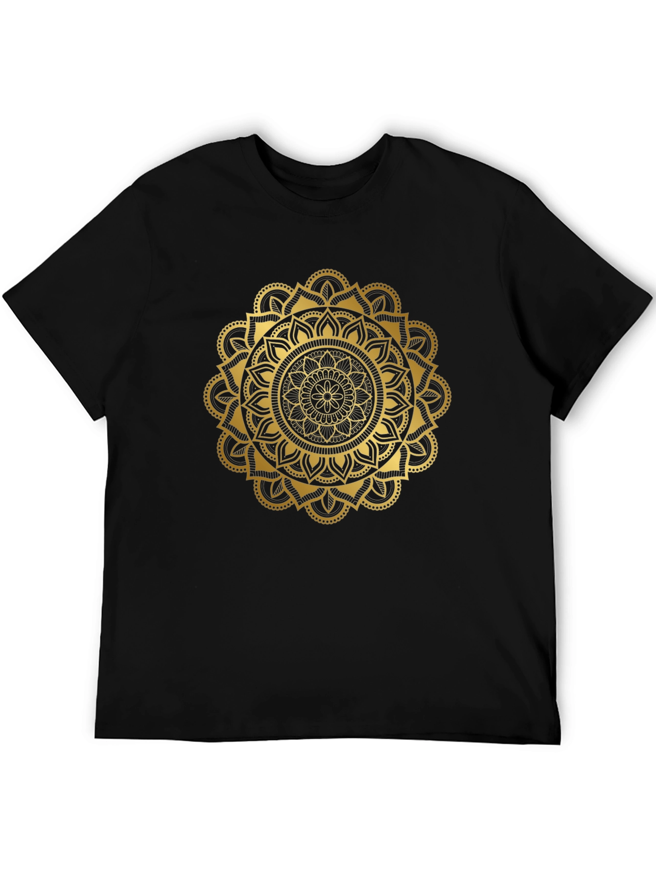 Black Golden Mandala Graphic Black T-Shirt view 5