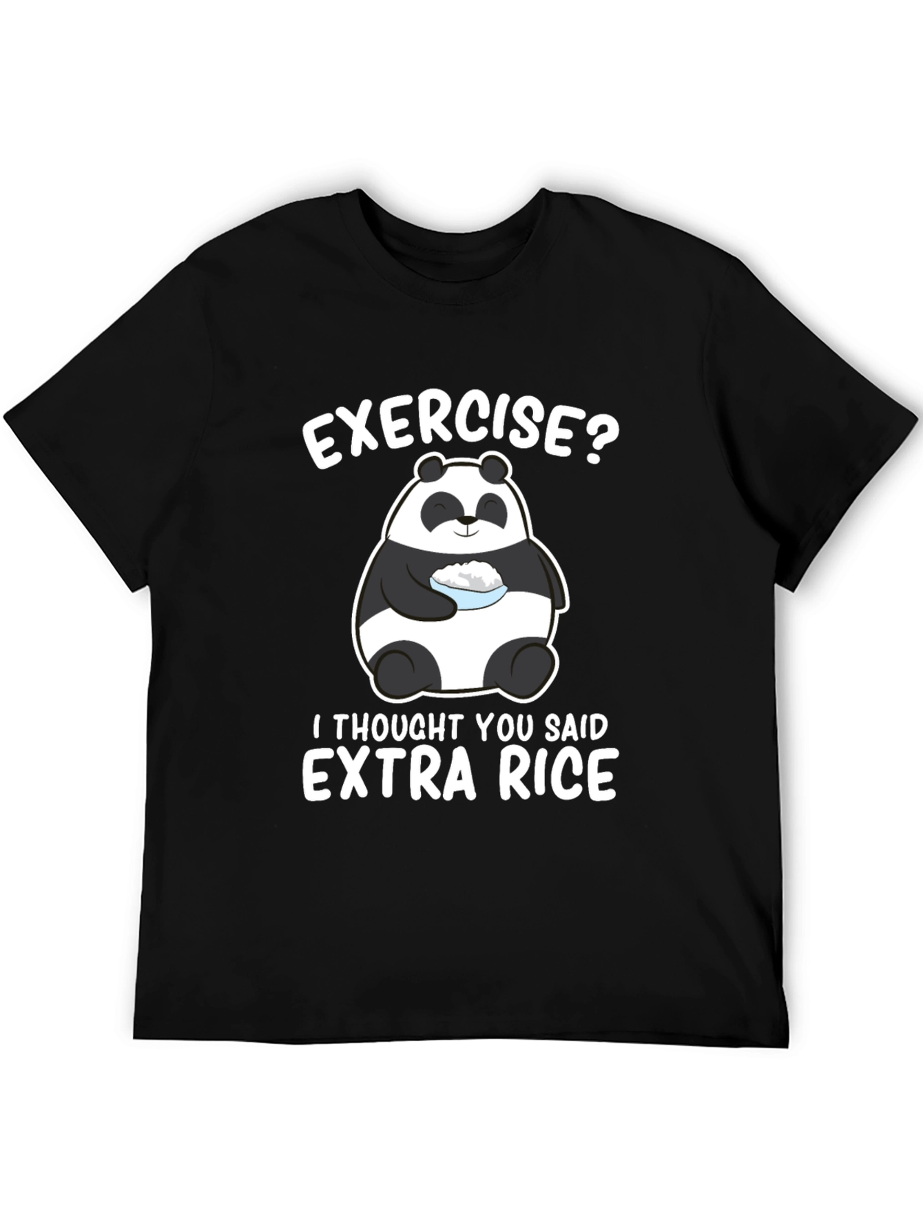 Black Funny Panda Extra Rice Black T-Shirt view 5