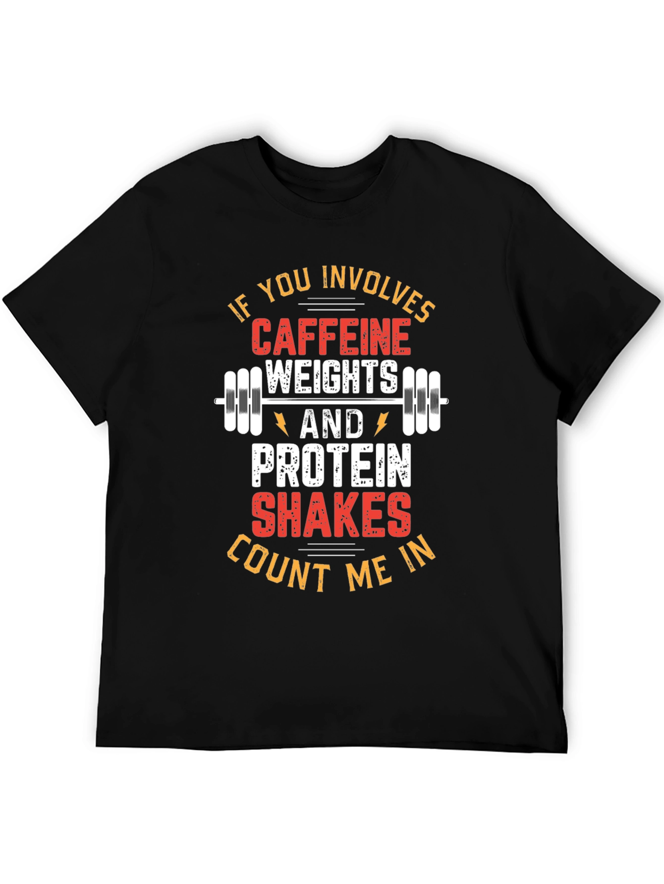 Black Fitness Caffeine Weights Protein T-Shirt view 5
