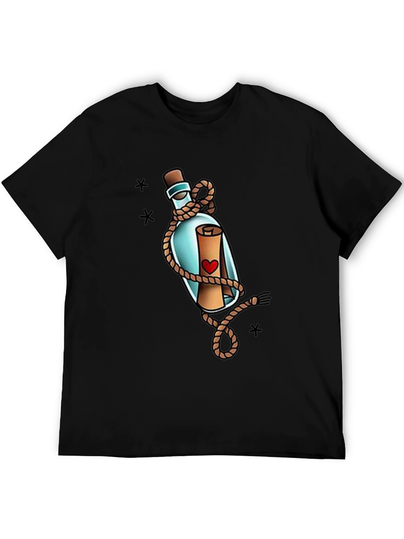 Black Message in a Bottle Graphic Tee view 5