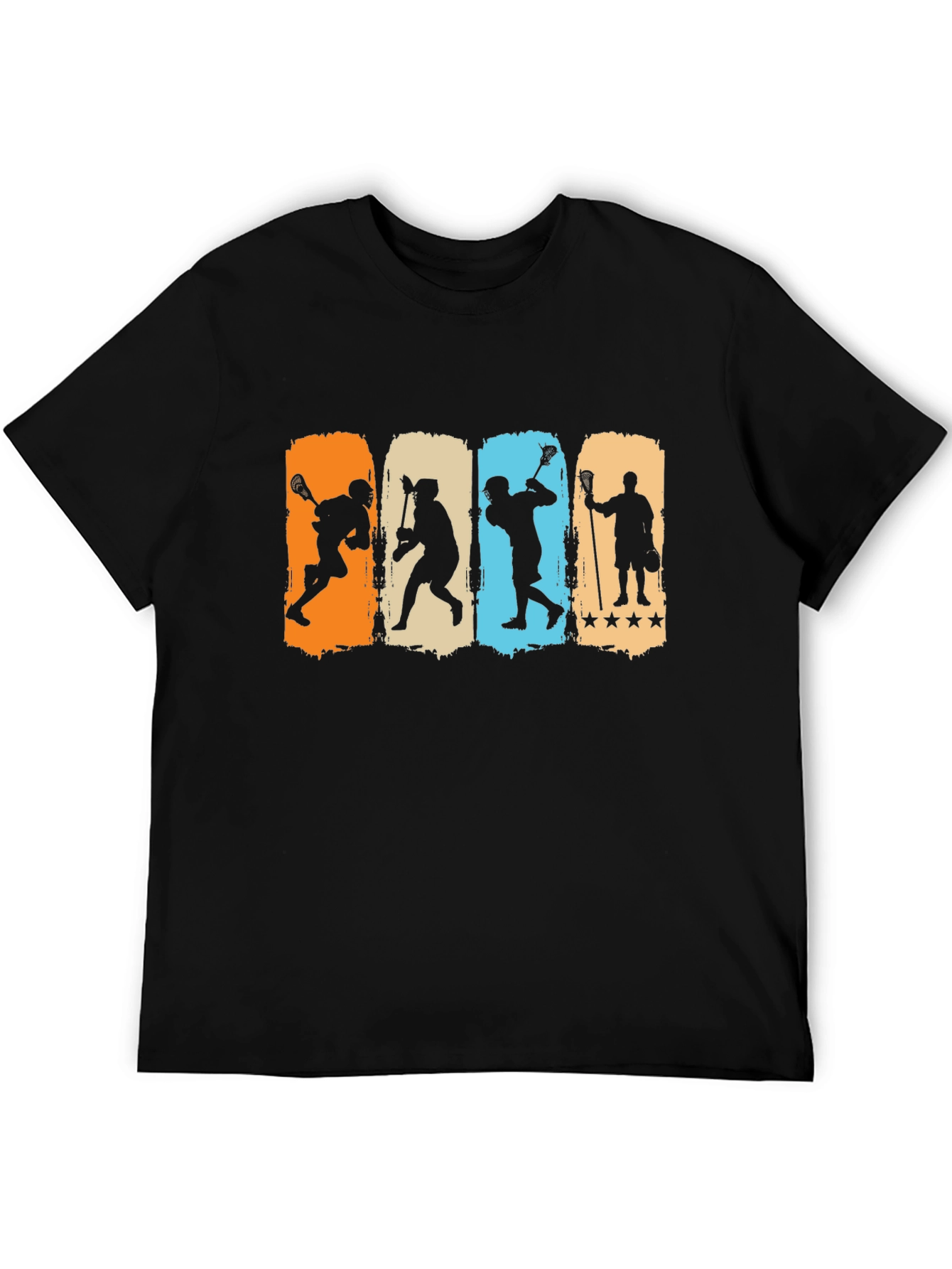 Black Lacrosse Player Silhouette Graphic T-Shirt view 5