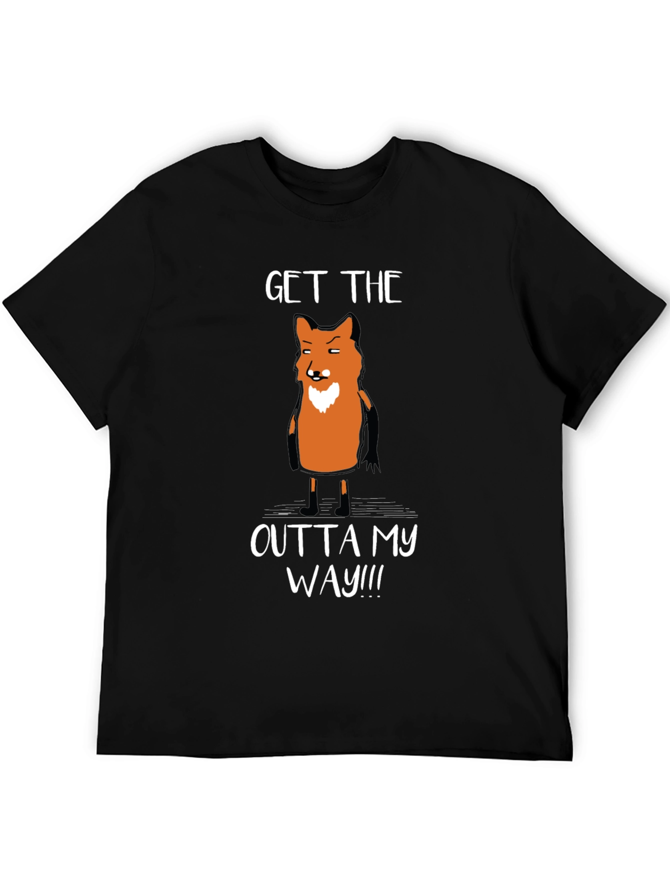 Black Funny Fox Graphic T-Shirt - Get Outta My Way! view 5