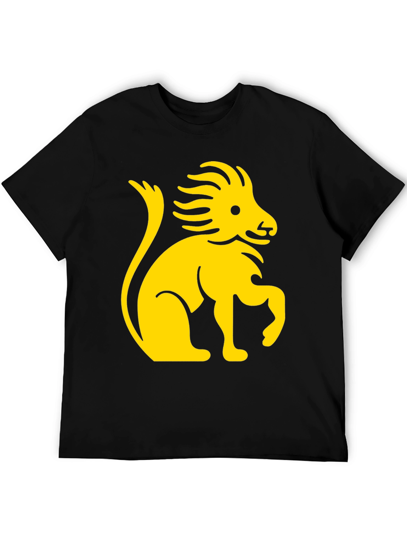 Black Lion Graphic Print Black Cotton T-Shirt view 5