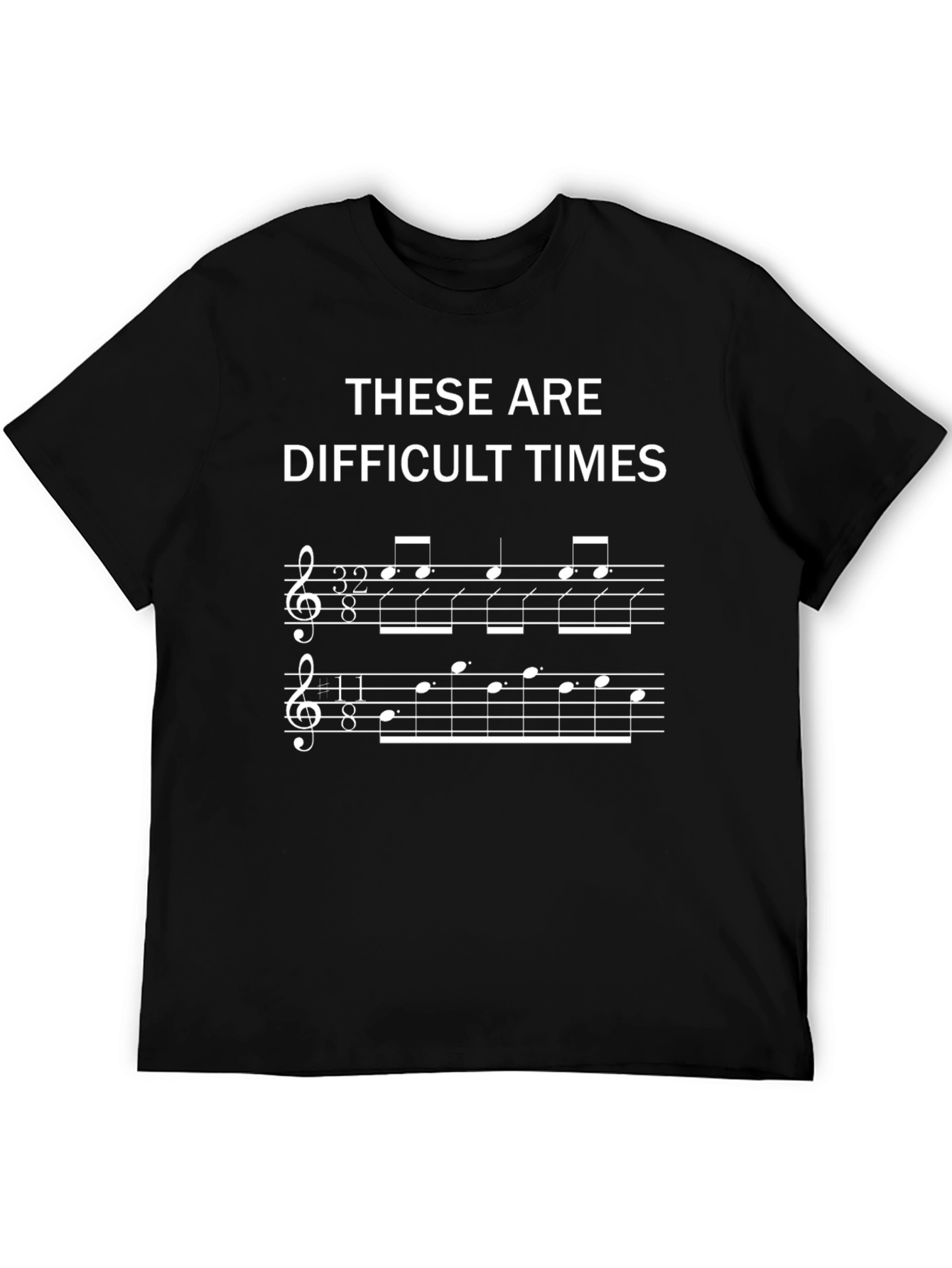 Black Difficult Times Music T-Shirt - Musician Novelty Tee view 5