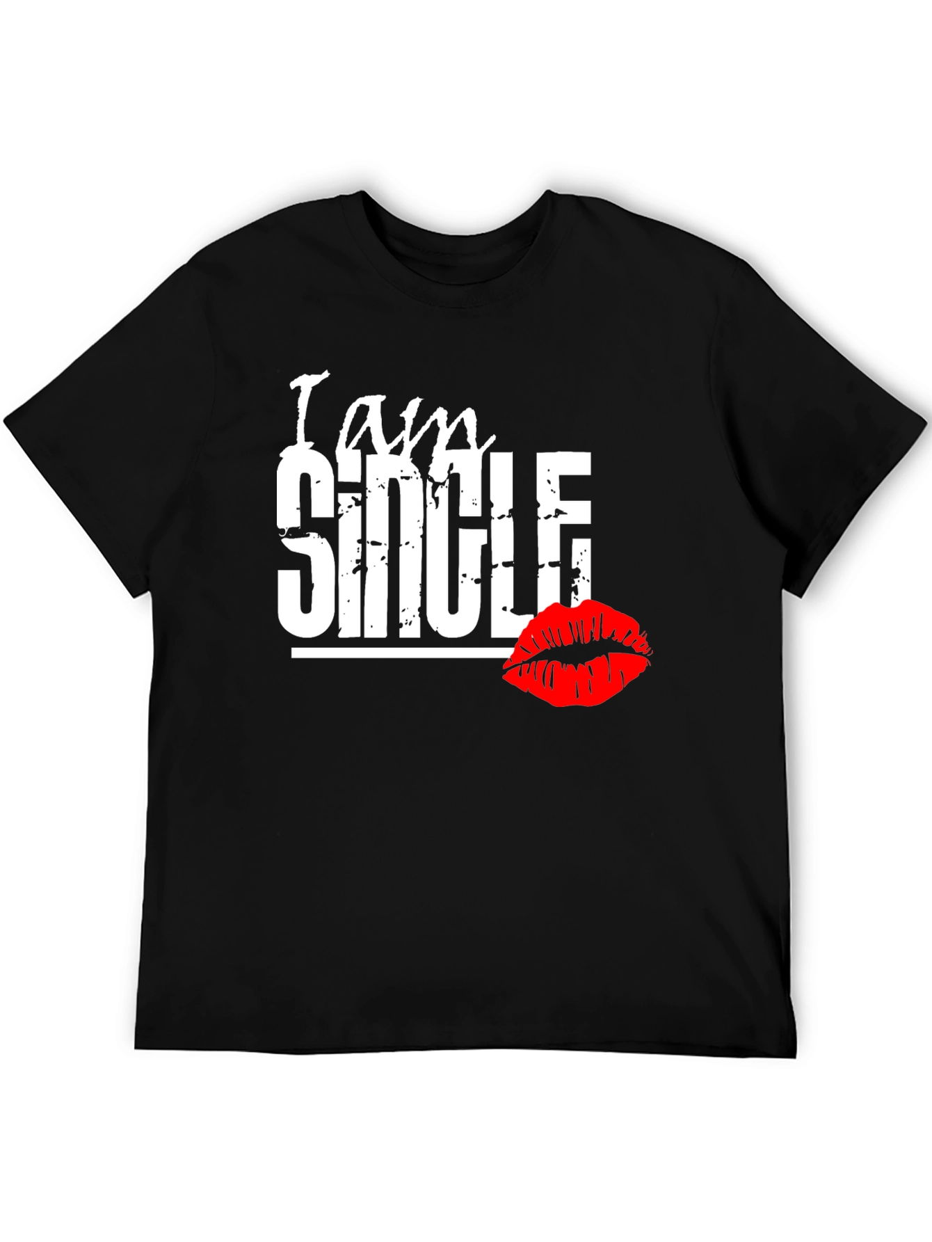 Black I am Single Men's Graphic T-Shirt - Black view 5