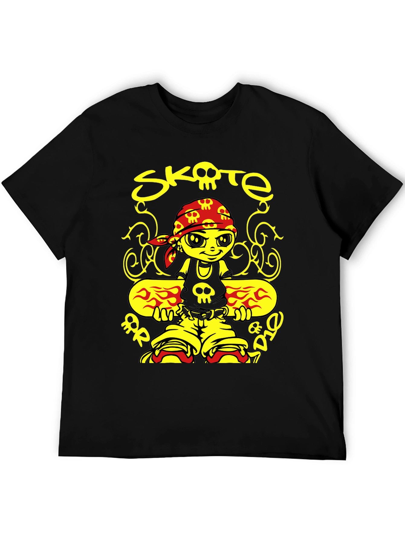 Black Skate or Die Cartoon Graphic T-Shirt view 5