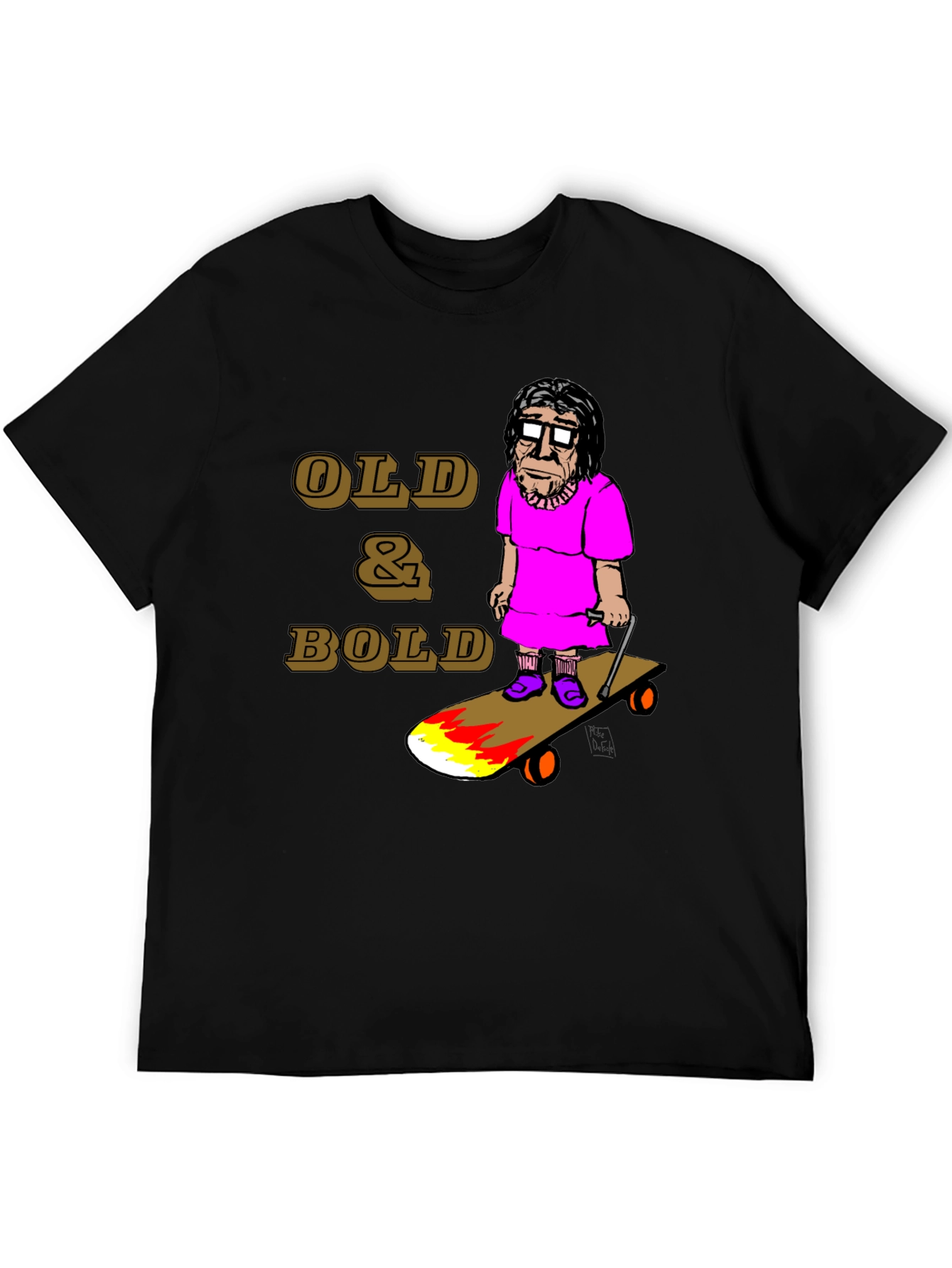 Black Old & Bold Skateboarder T-Shirt view 5