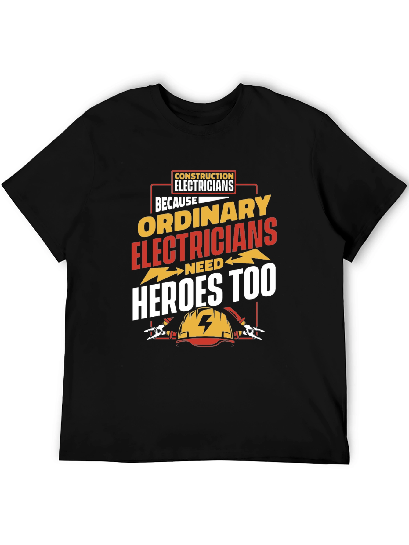 Black Electrician Hero T-Shirt - Construction Electricians Tee view 5