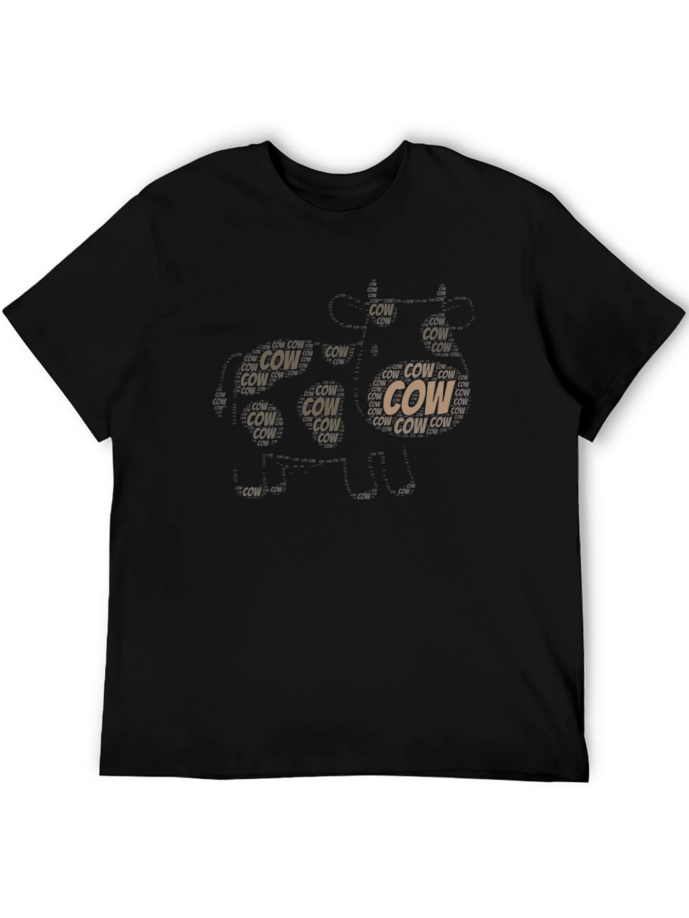 Black Cow Print T-Shirt - Black Short Sleeve Crew Neck view 5