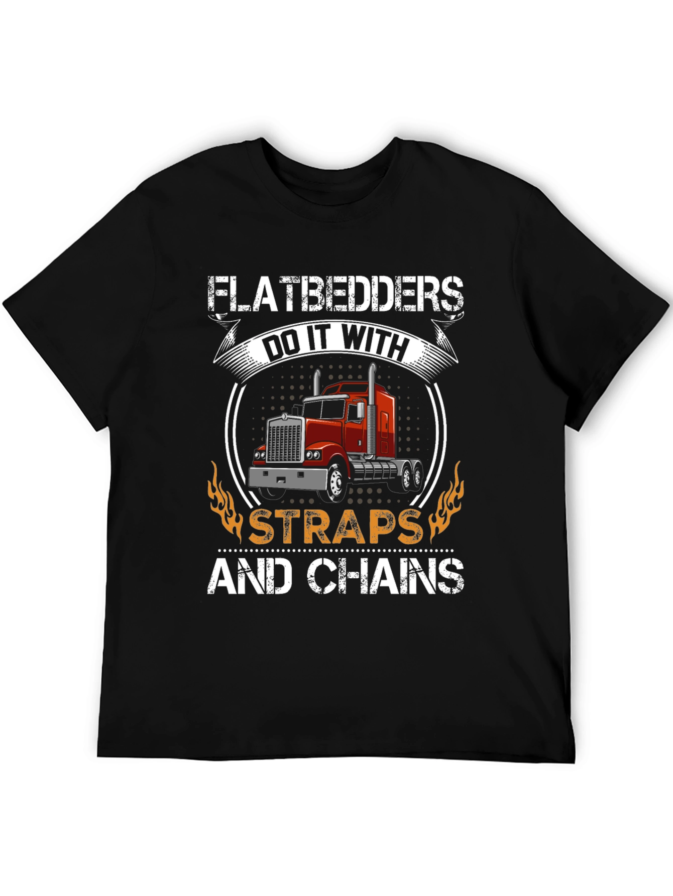 Black Flatbedders Straps & Chains T-Shirt - Trucker Tee view 5