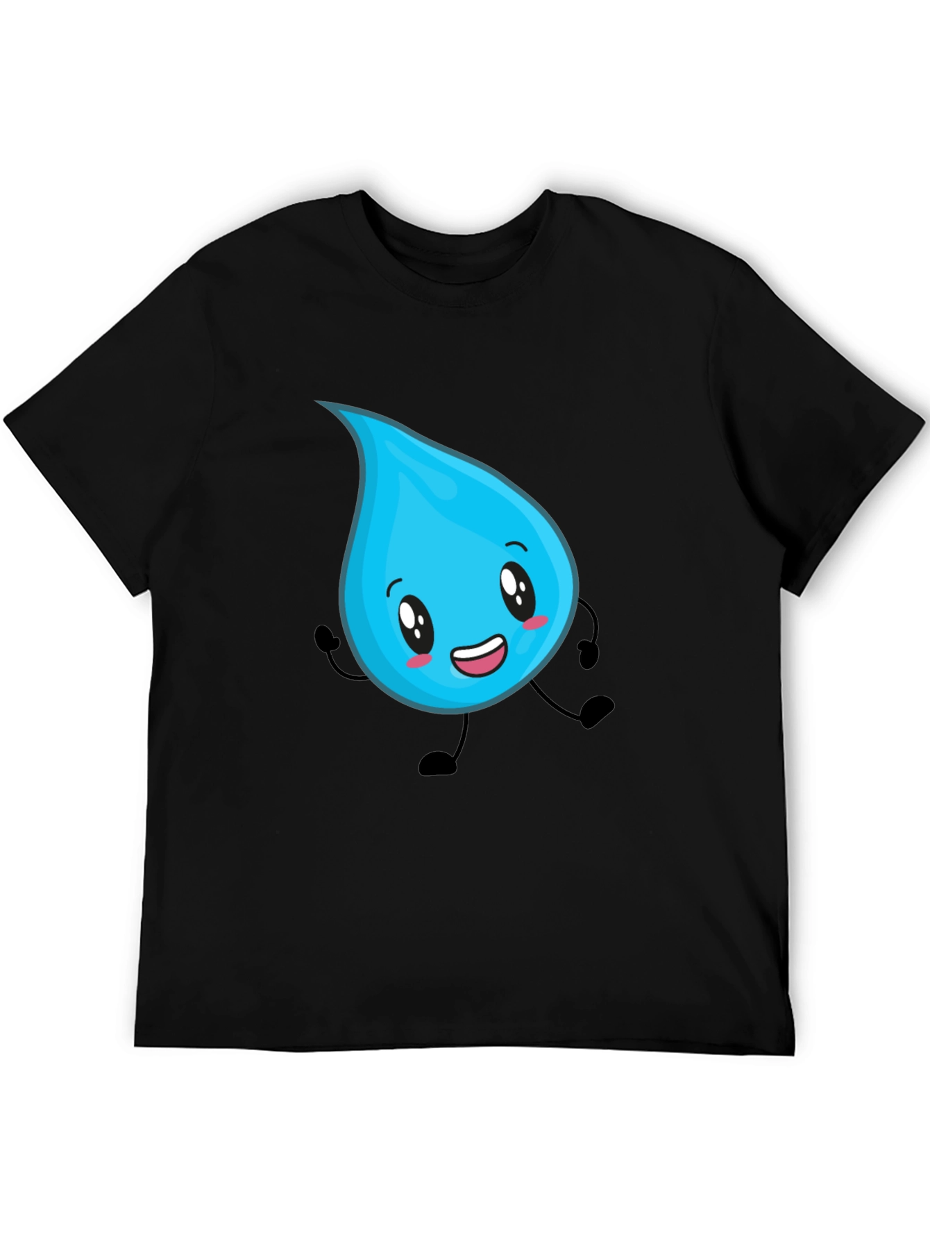 Black Cute Water Drop Graphic Tee - Black view 5