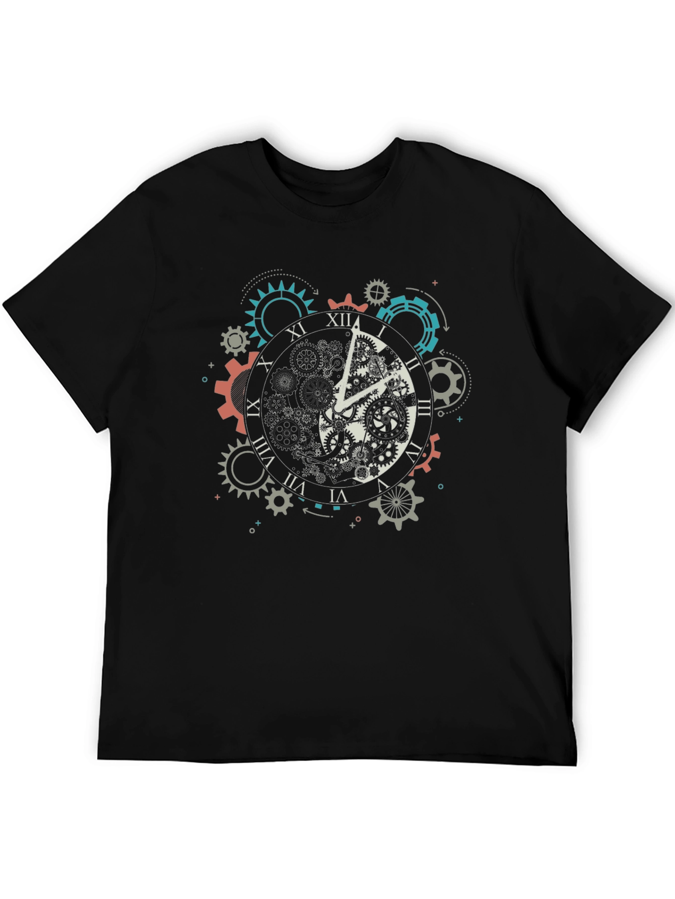 Black Steampunk Clockwork T-Shirt - Mechanical Time Tee view 5