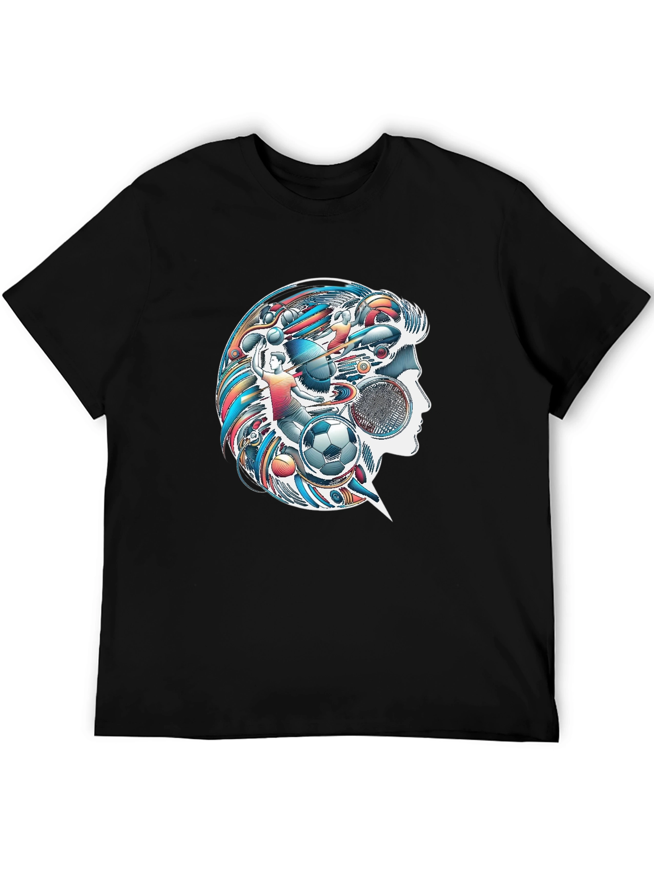Black Creative Soccer Mind T-Shirt view 5