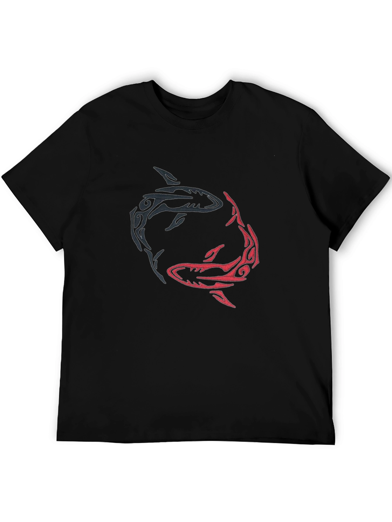 Black Yin Yang Sharks Graphic Tee - Black Cotton Blend view 5