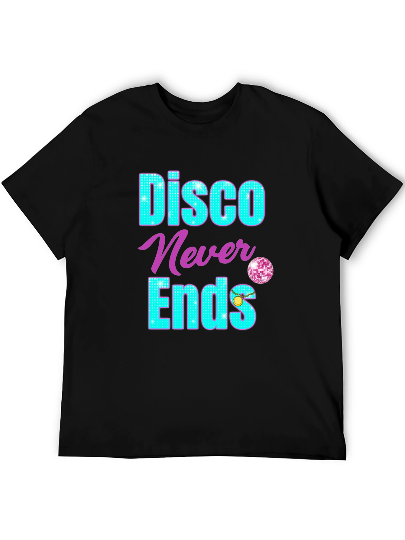 Black Disco Never Ends Graphic T-Shirt view 5
