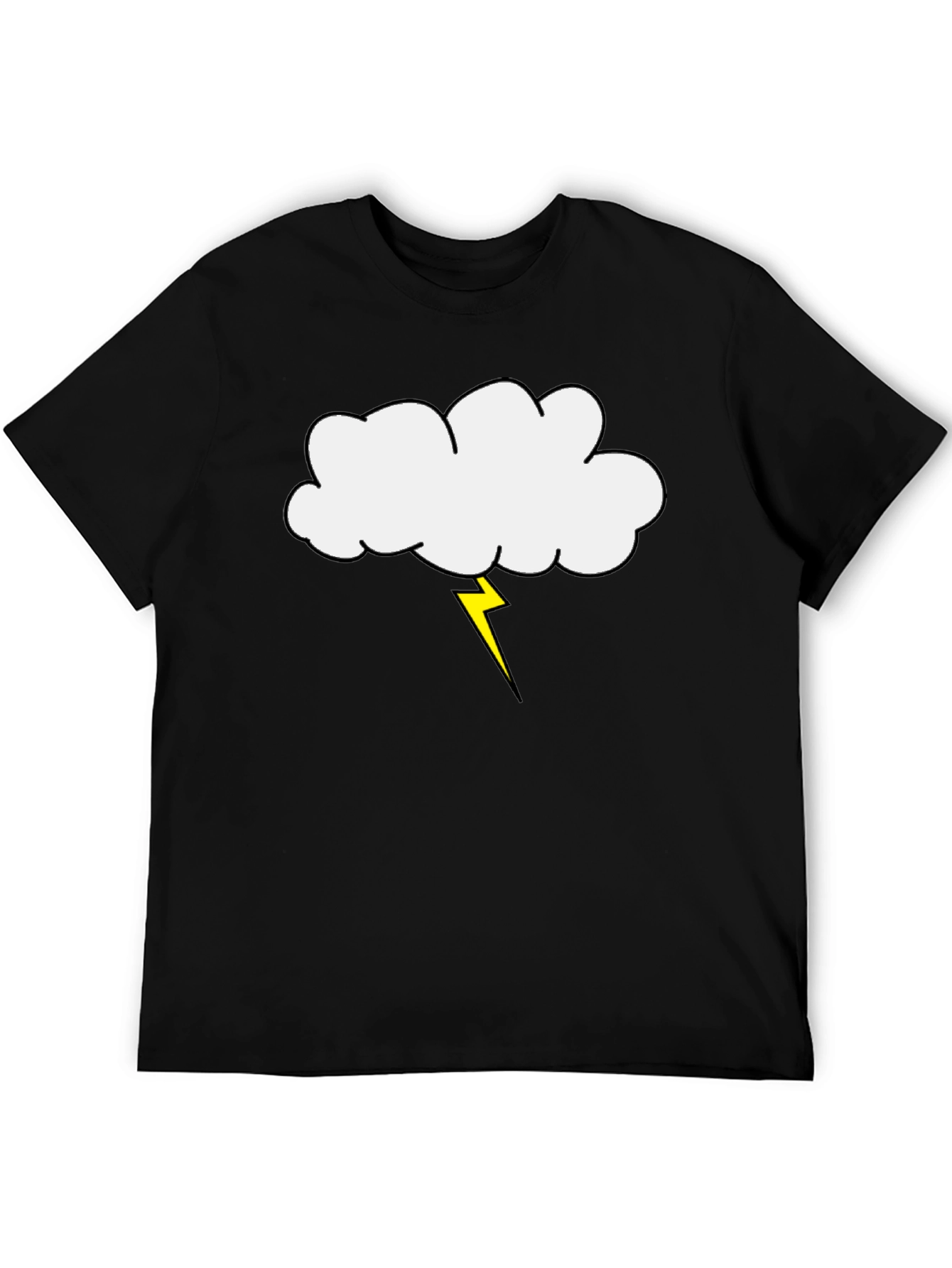 Black Cloud and Lightning Bolt Graphic Tee - Black view 5