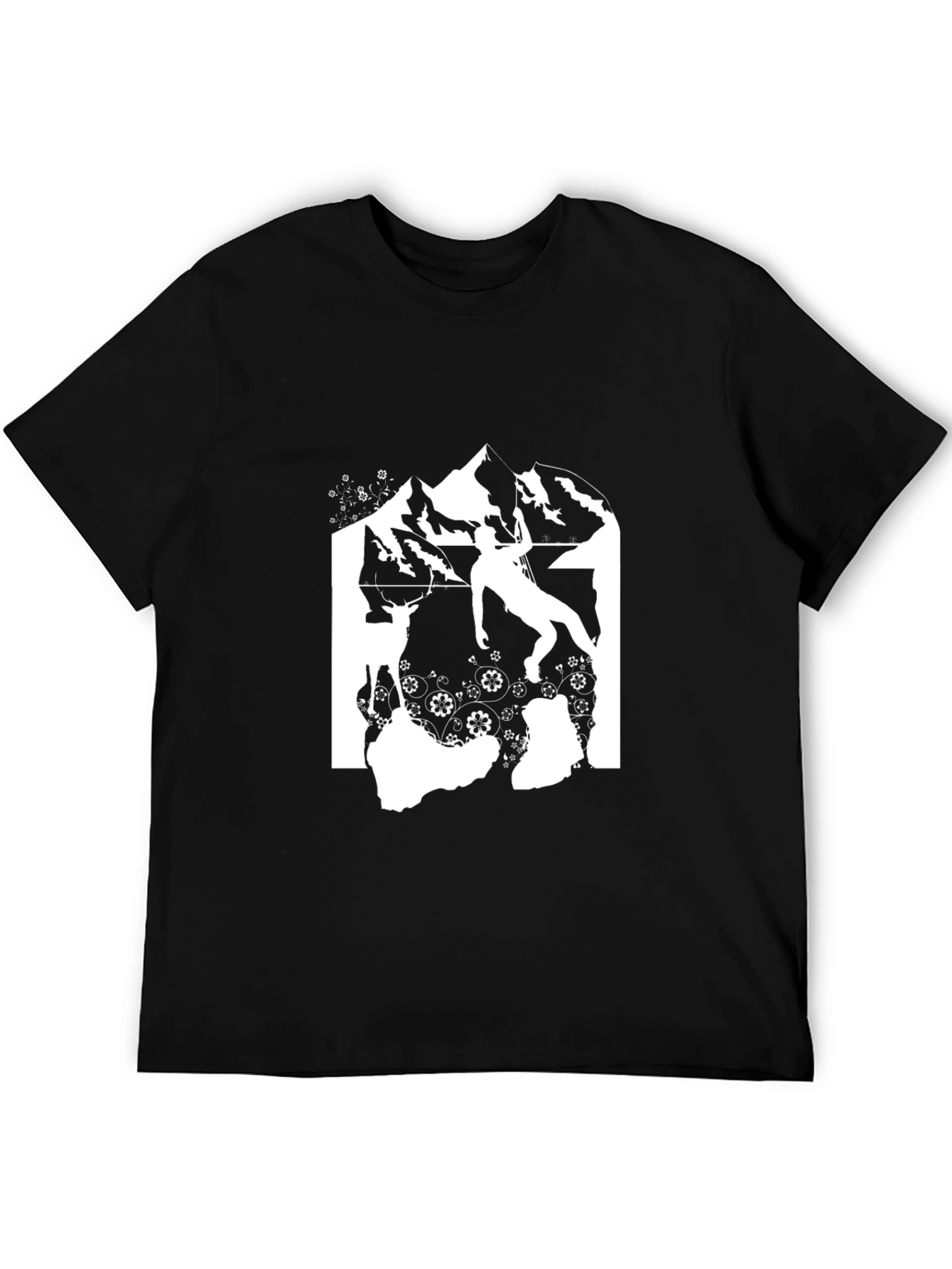 Black Mountain Climber Graphic Tee - Black Cotton T-Shirt view 5