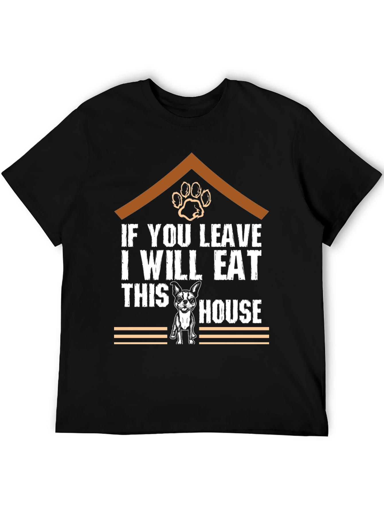 Black Funny Dog Eat House T-Shirt view 5
