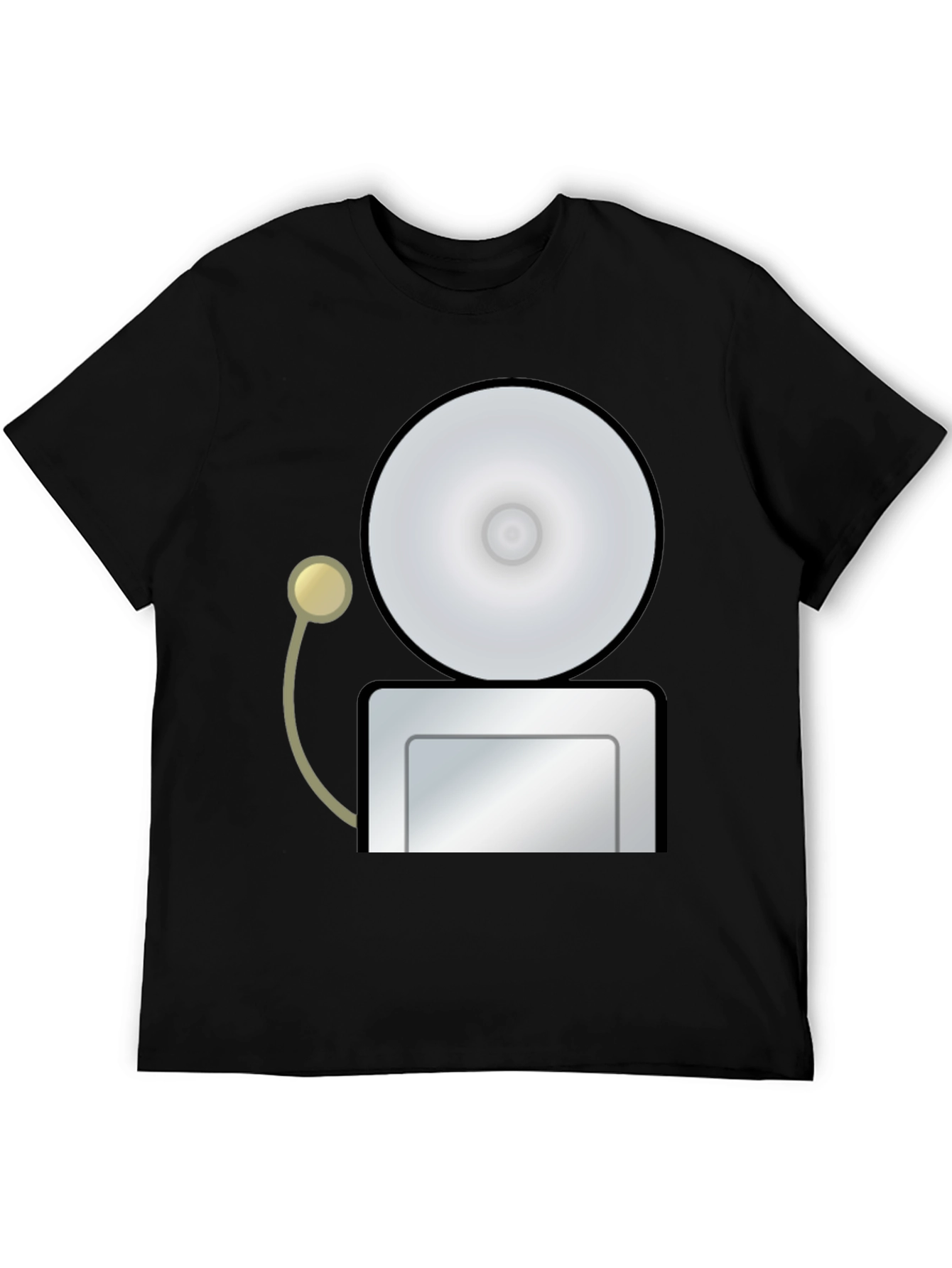 Black Novelty Graphic T-Shirt - Retro School Bell Design view 5