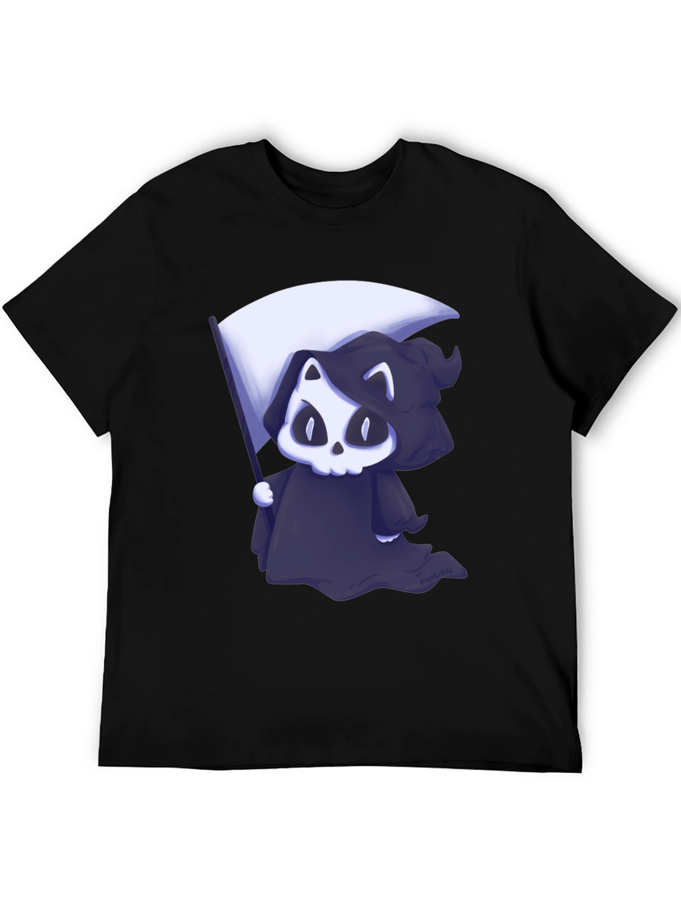 Black Grim Reaper Cat Graphic Tee view 5