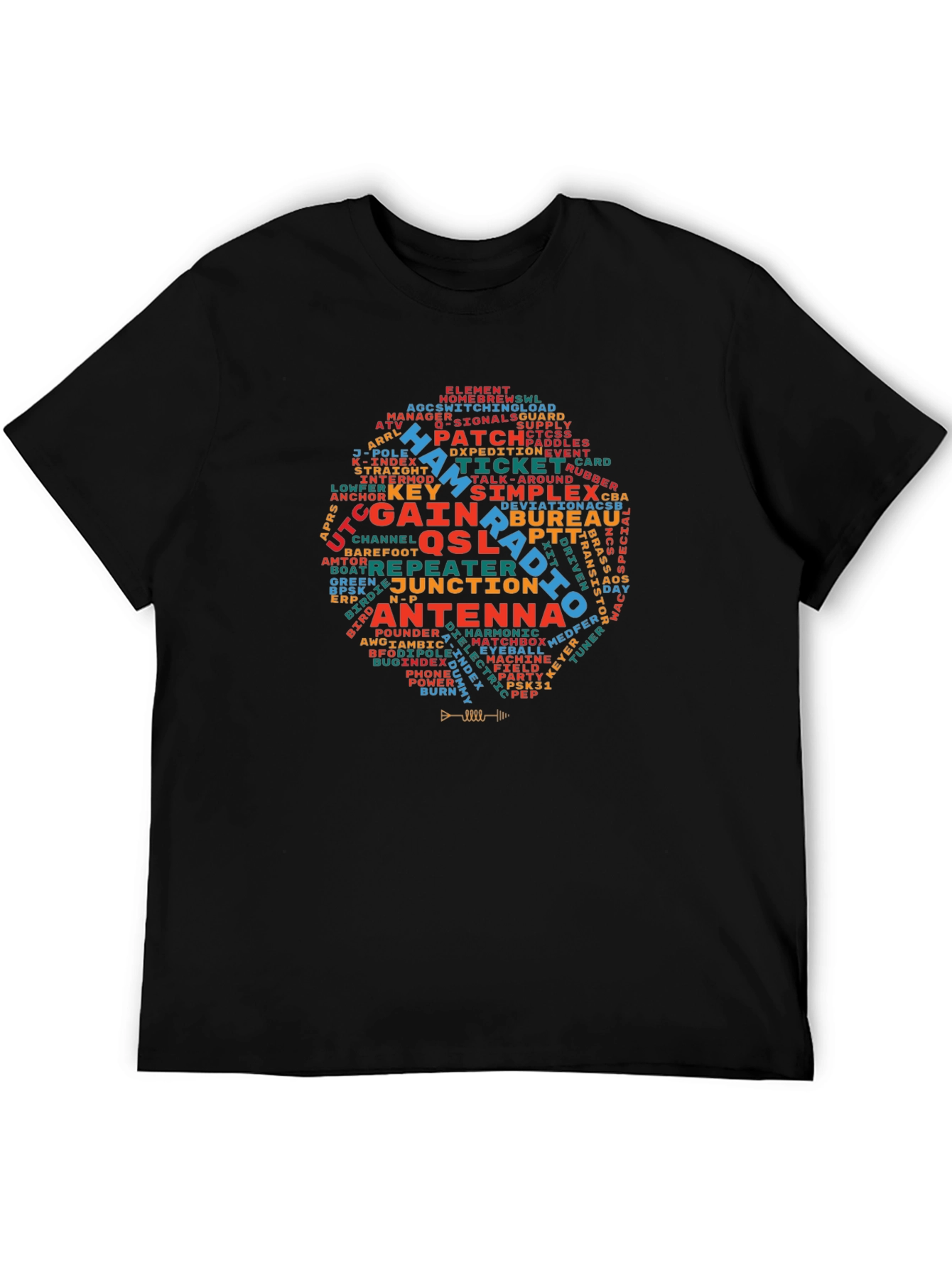 Black Ham Radio Operator T-Shirt - Amateur Radio Word Cloud Design view 5