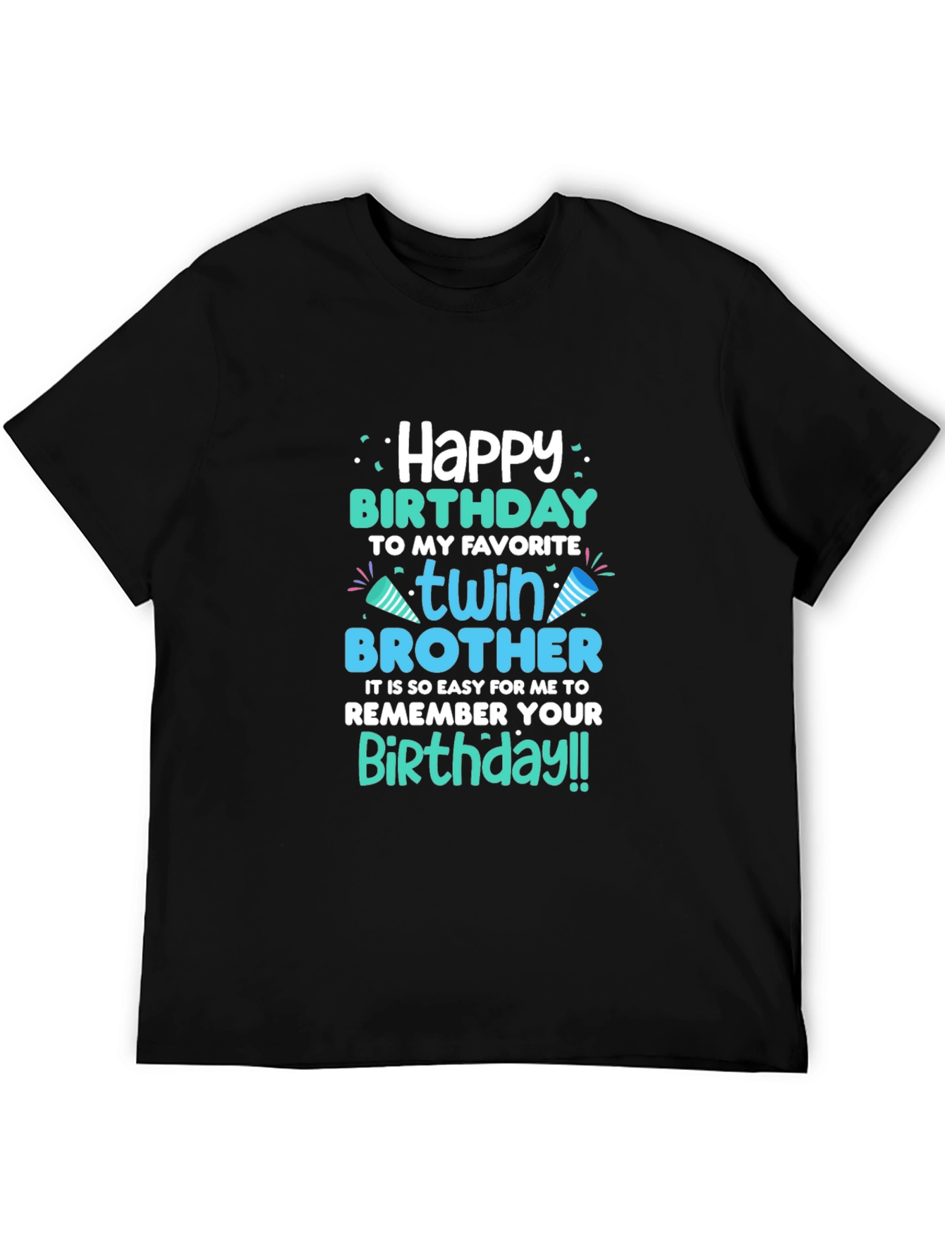 Black Twin Brother Birthday T-Shirt view 5