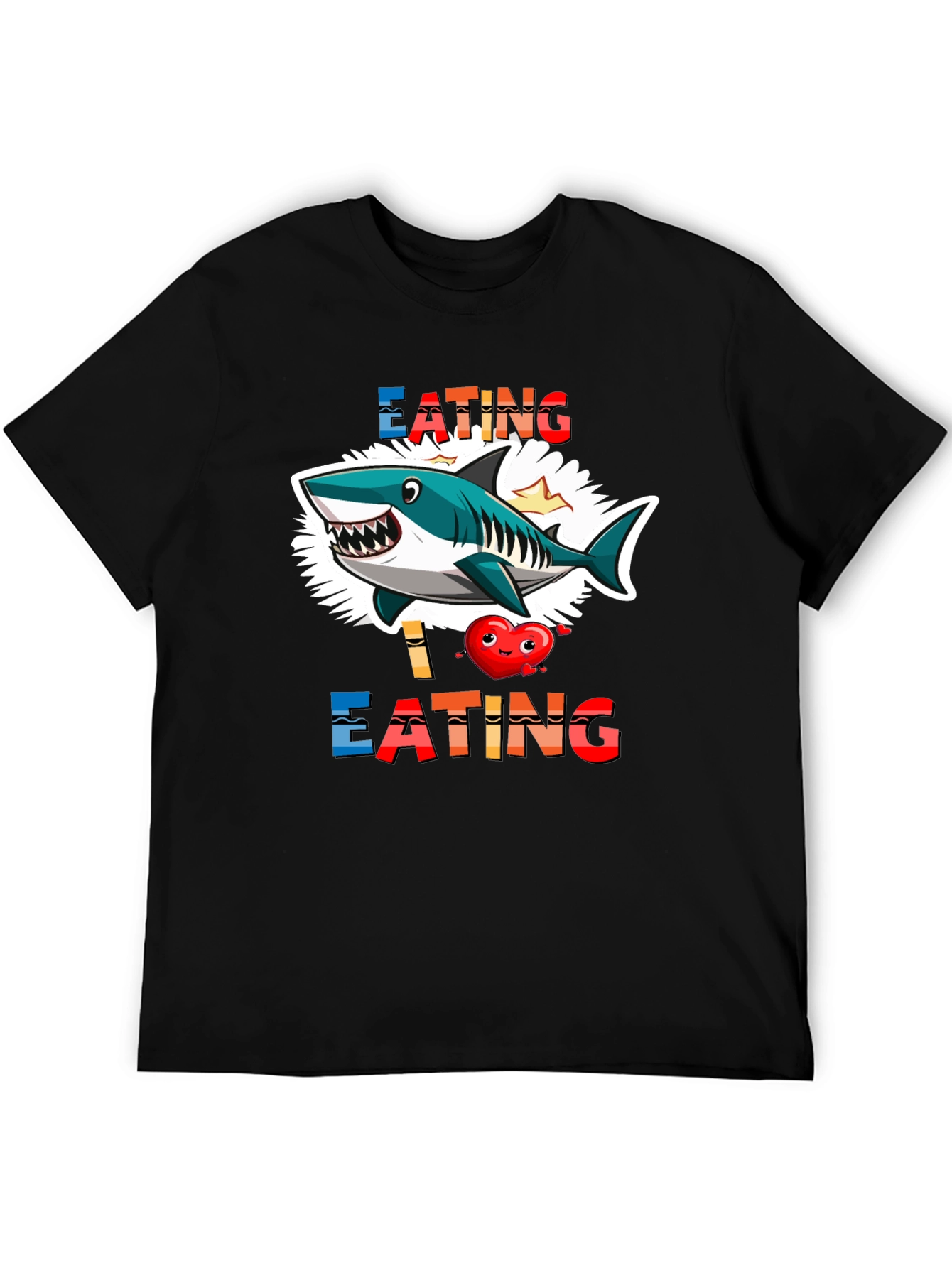 Black Shark Eating Heart Graphic Tee - Funny T-Shirt view 5