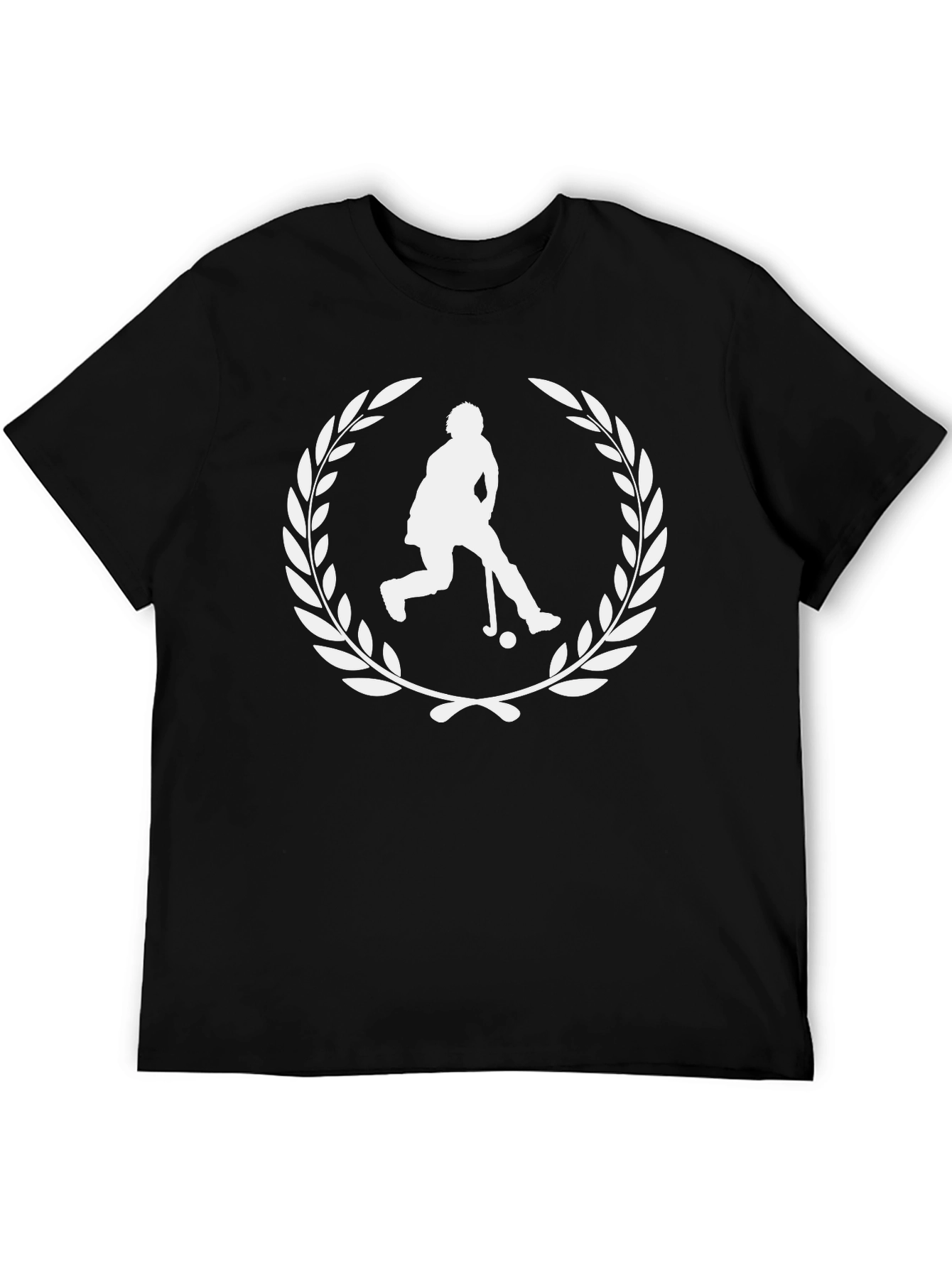 Black Hockey Player Laurel Wreath Graphic Tee - Black view 5