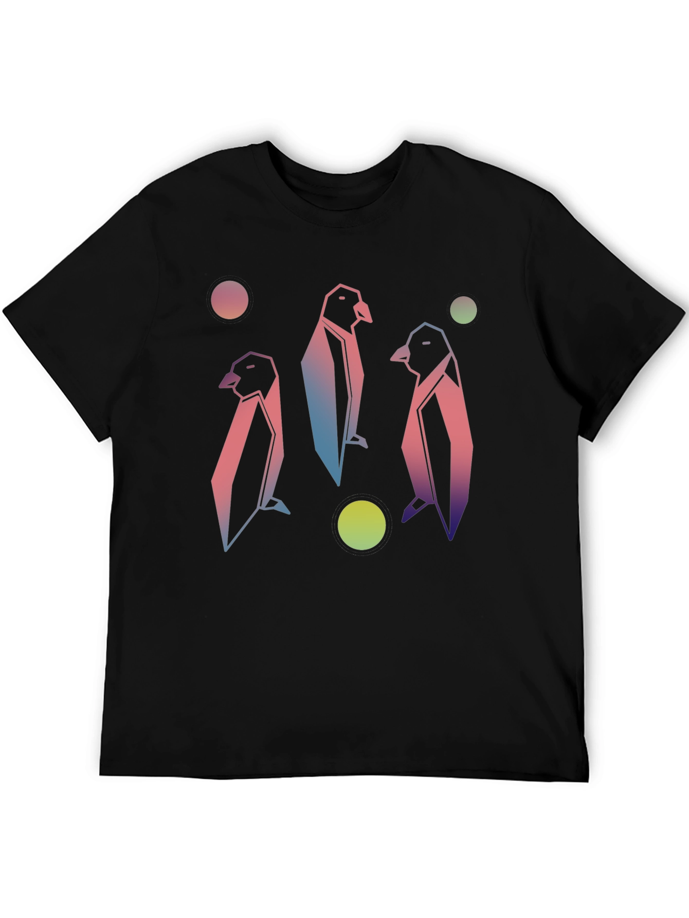 Black Geometric Penguin Graphic Tee - Trendy Style view 5