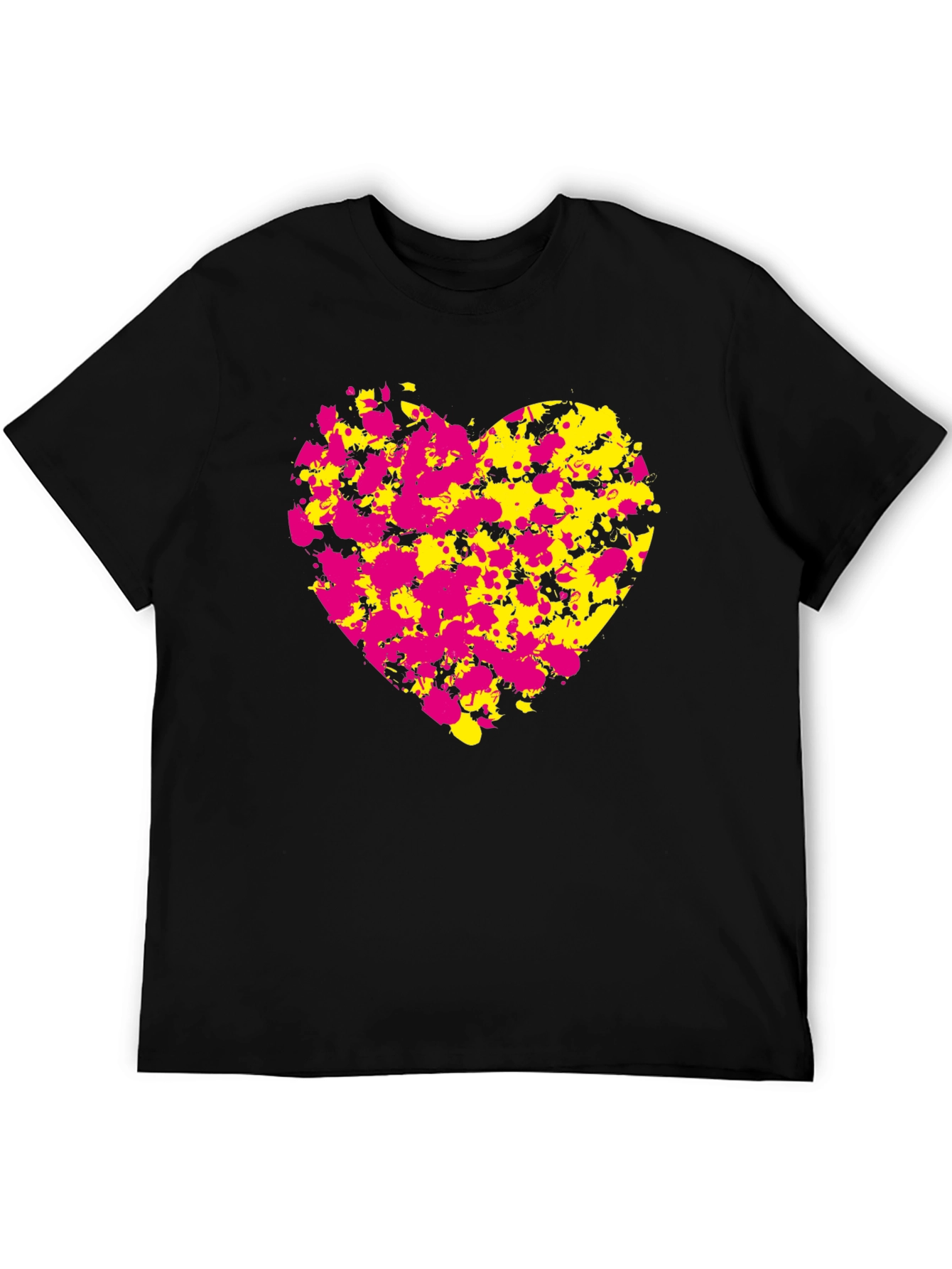Black Abstract Heart Splatter T-Shirt - Black view 5