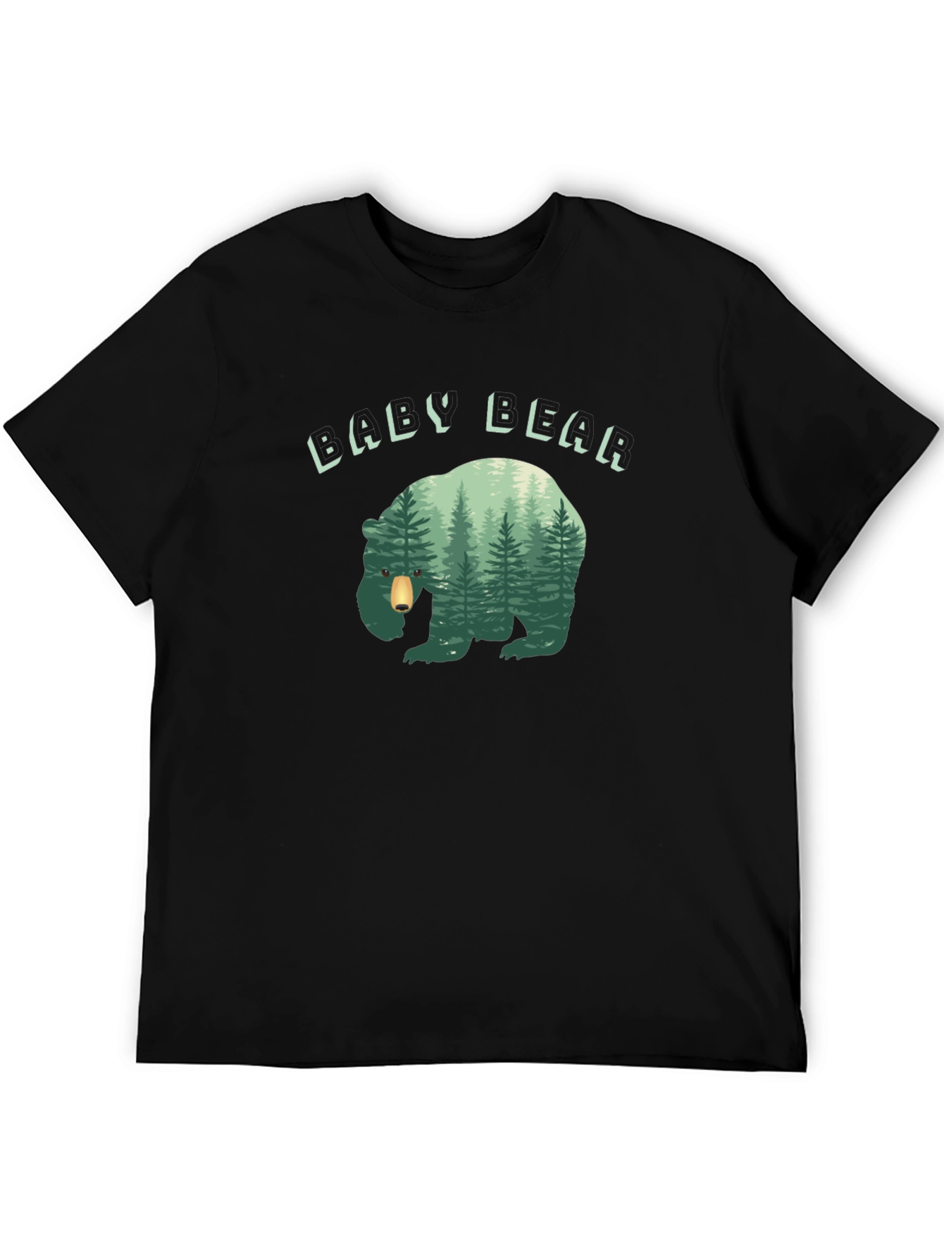 Black Baby Bear Forest Graphic Black T-Shirt view 5