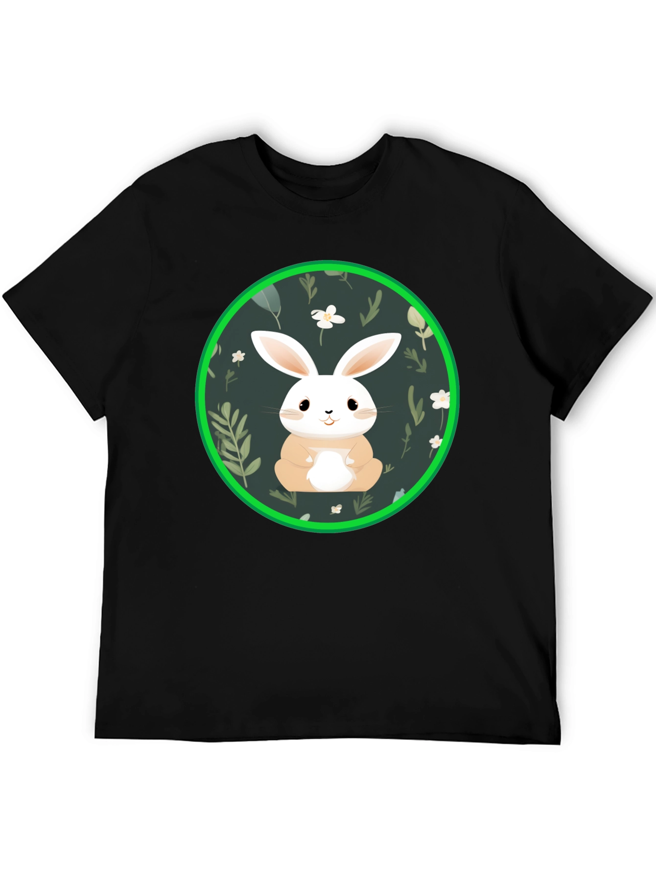 Black Cute Bunny Graphic Tee - Black view 5