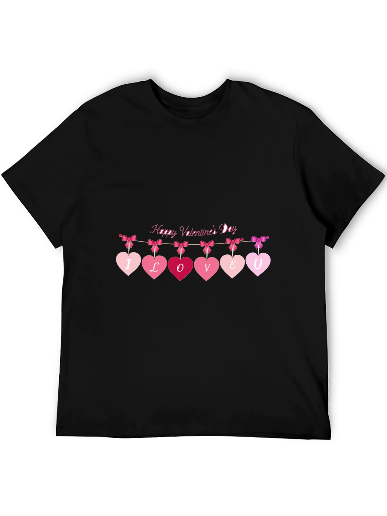 Black Valentine's Day Heart Banner Graphic Tee view 5