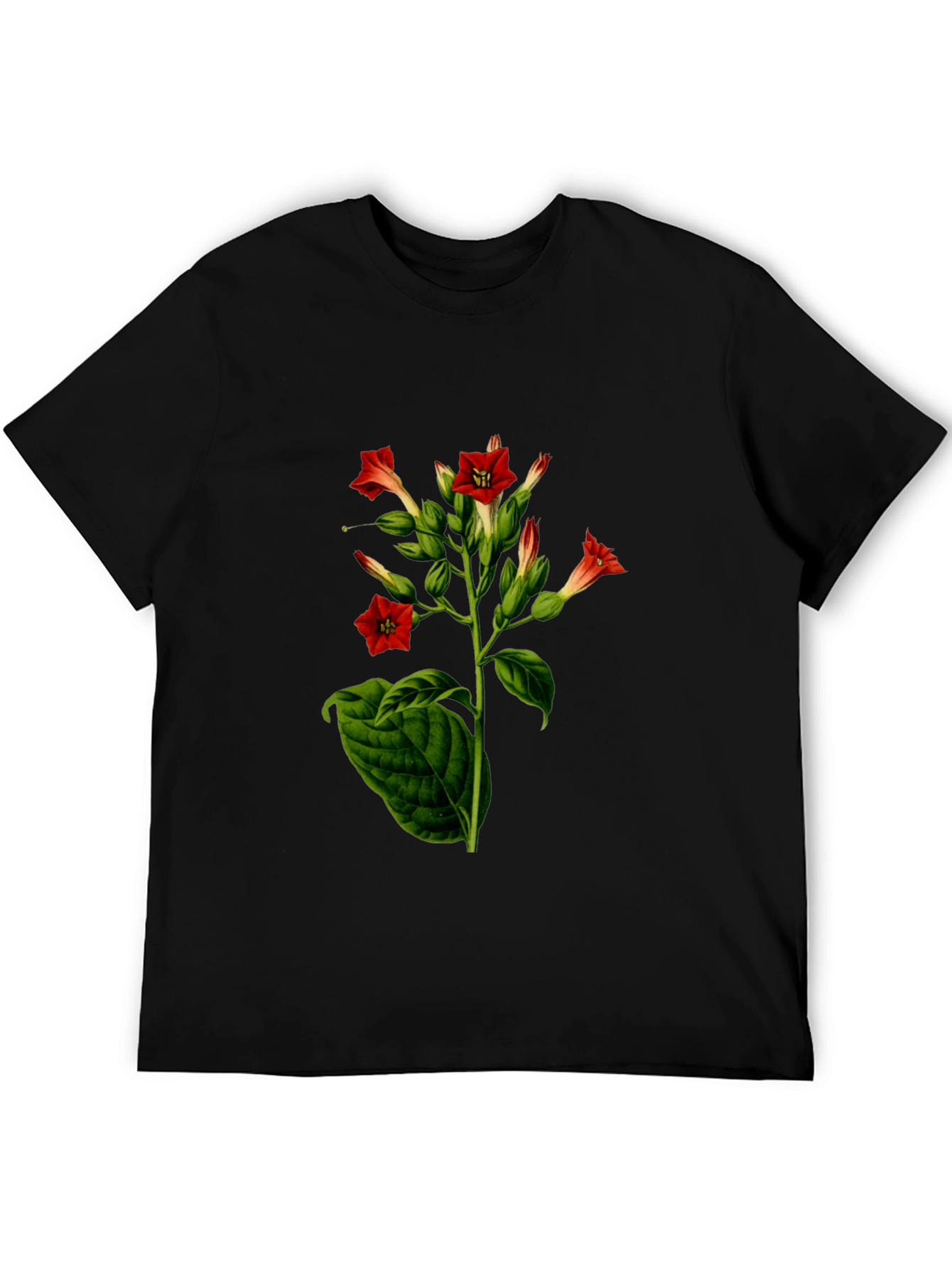 Black Floral Botanical Black T-Shirt view 5