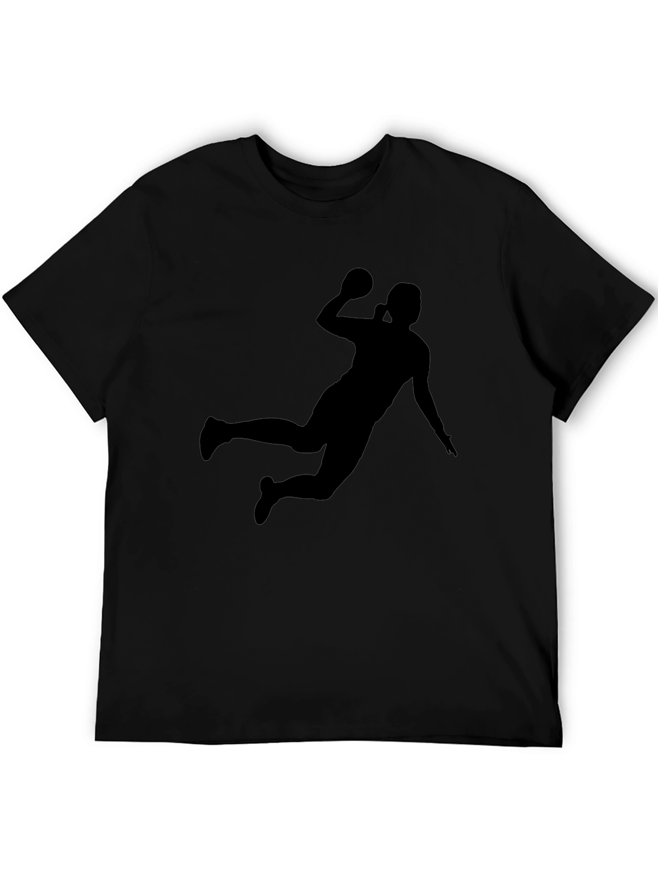 Black Handball Player Silhouette Graphic Tee view 5