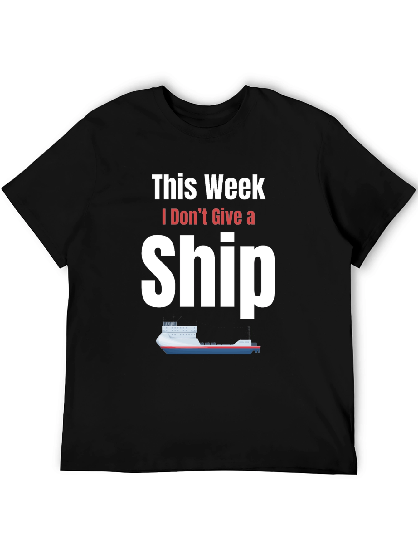 Black Funny 'I Don't Give a Ship' Graphic T-Shirt view 5