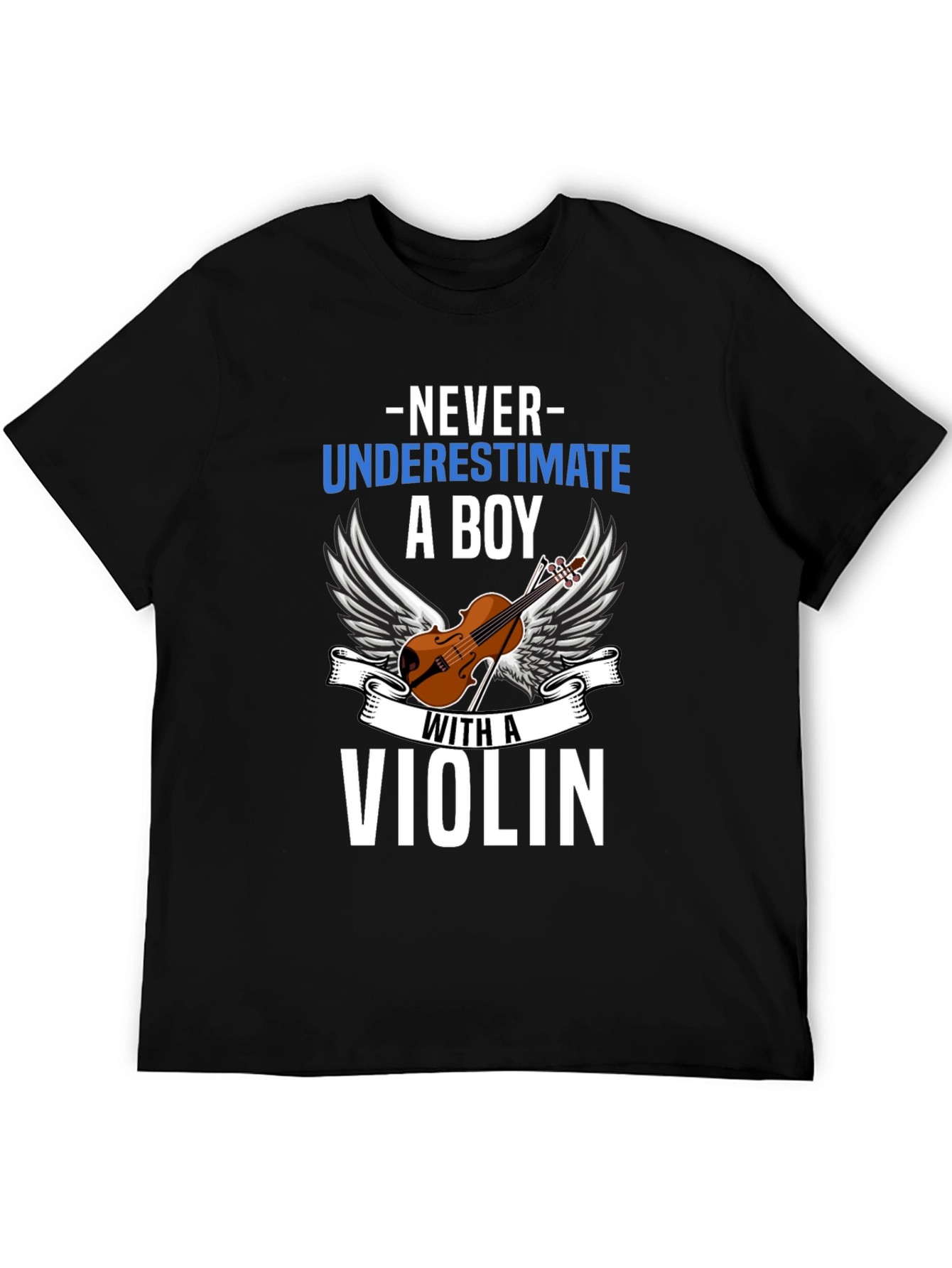 Black Never Underestimate a Boy With a Violin T-Shirt view 5