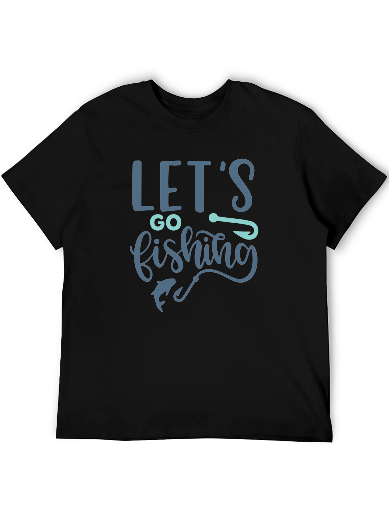Black Let's Go Fishing Graphic T-Shirt view 5