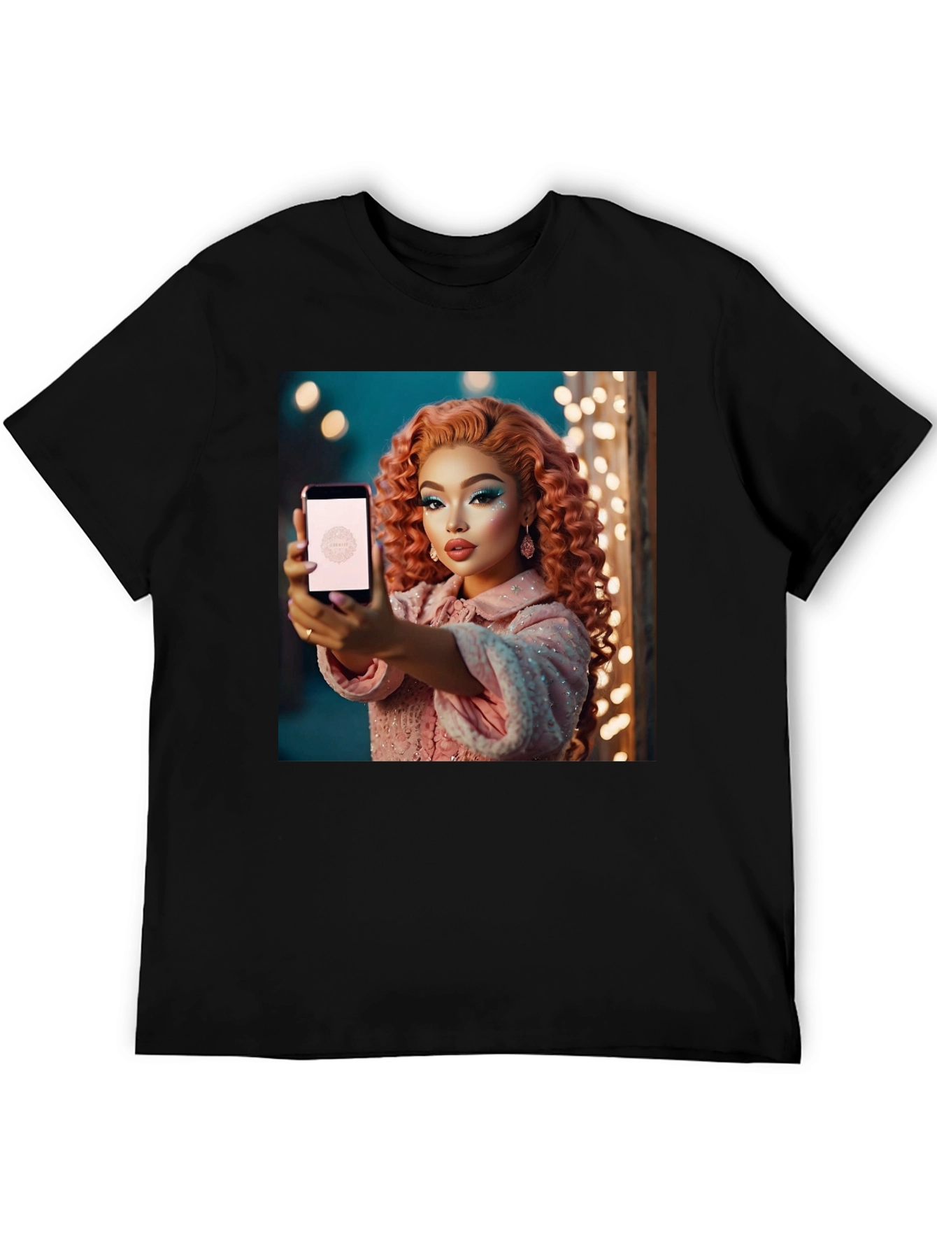 Black Stylish Black T-Shirt with Glamorous Woman Graphic view 5