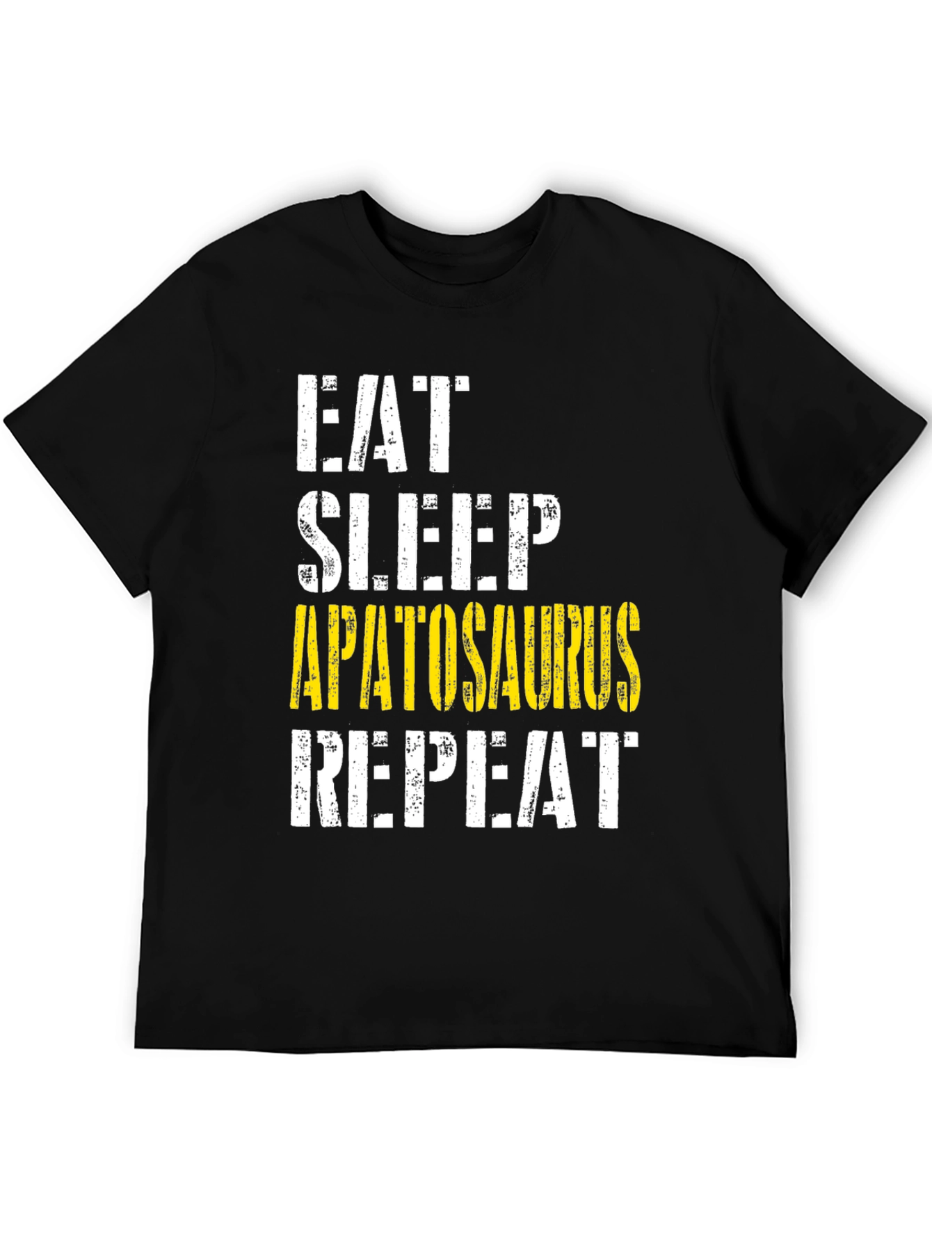 Black Eat Sleep Apatosaurus Repeat Graphic Tee view 5