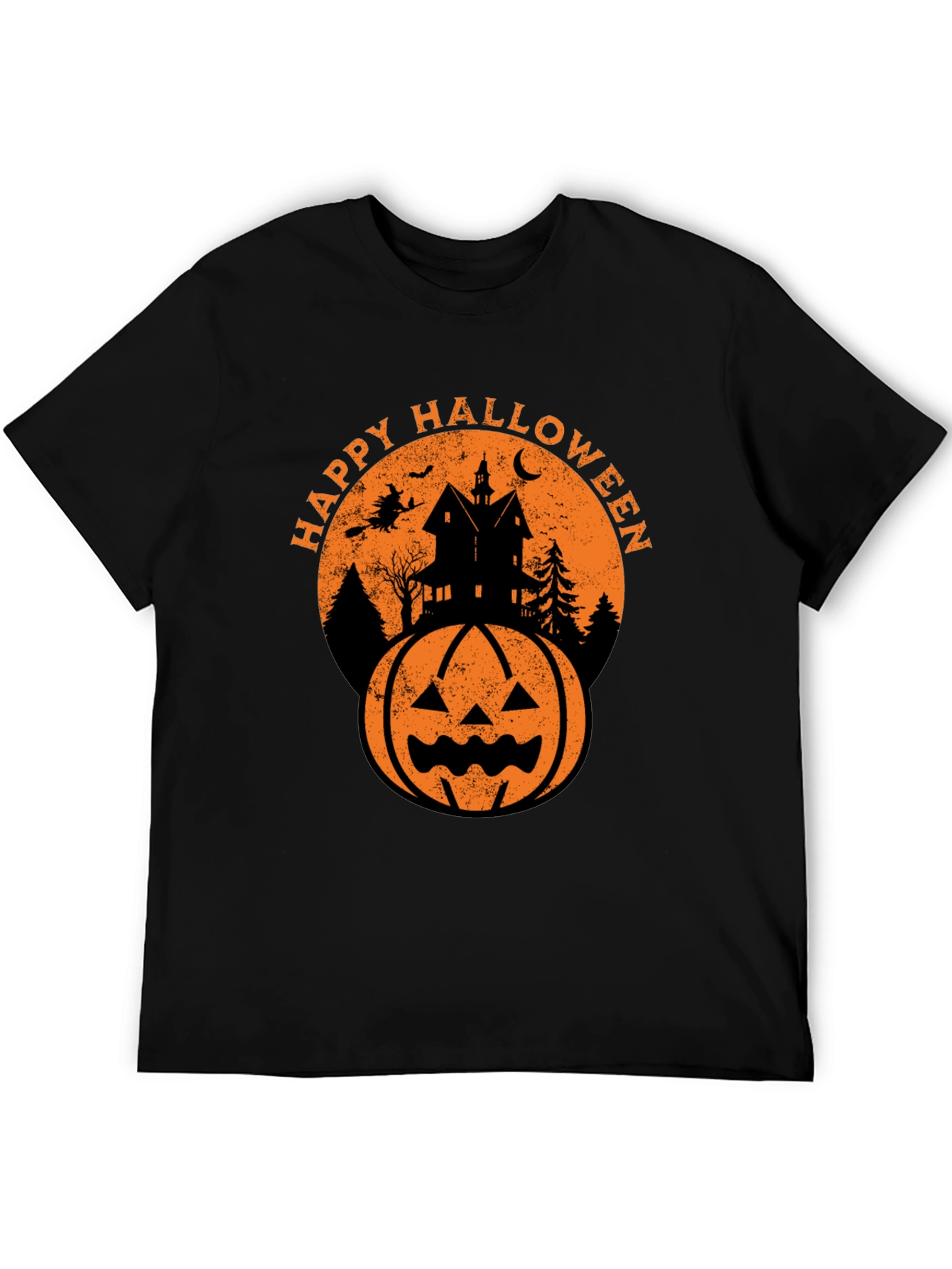 Black Happy Halloween Graphic Tee - Spooky Season Shirt view 5