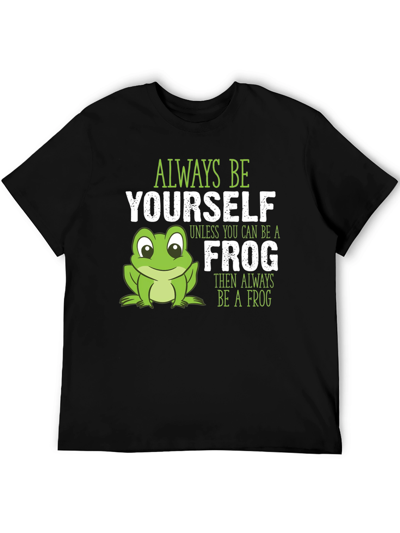 Black Funny Frog Graphic Tee: Always Be Yourself T-Shirt view 5