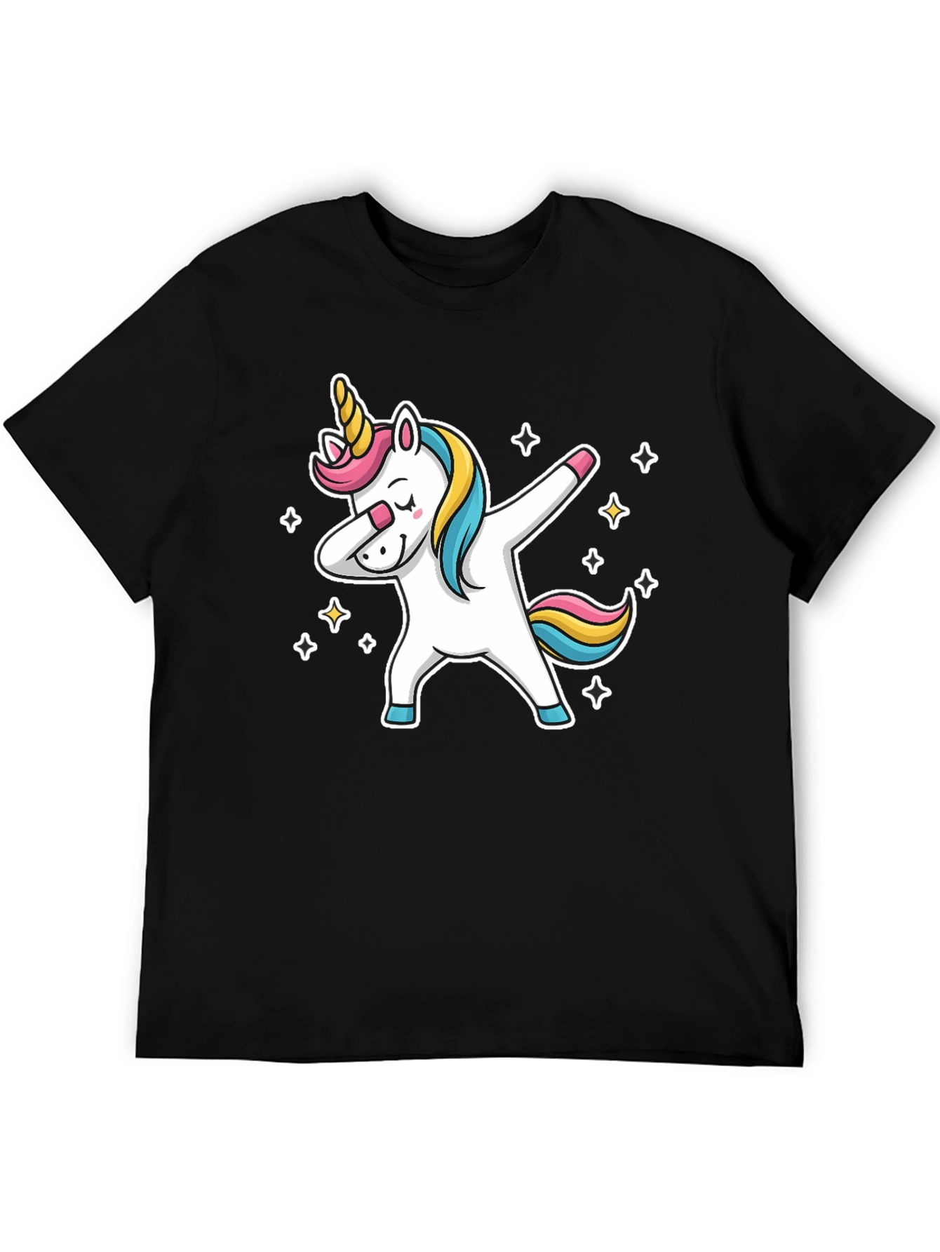 Black Dabbing Unicorn Graphic Tee - Black view 5