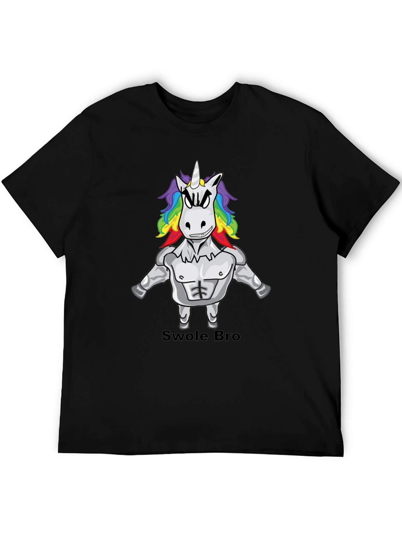 Black Swole Bro Unicorn Graphic Tee - Black view 5