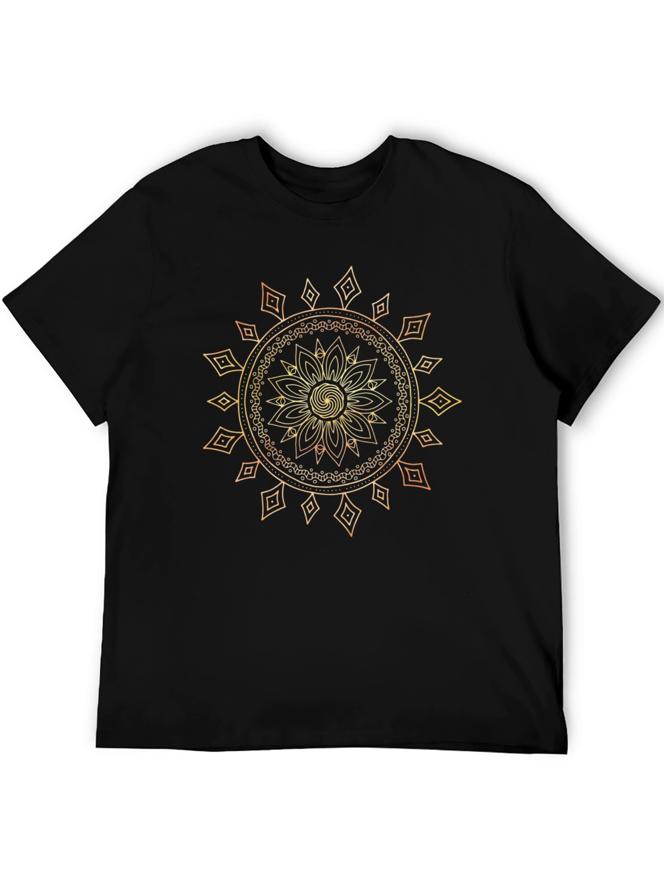 Black Geometric Mandala Graphic Black T-Shirt view 5