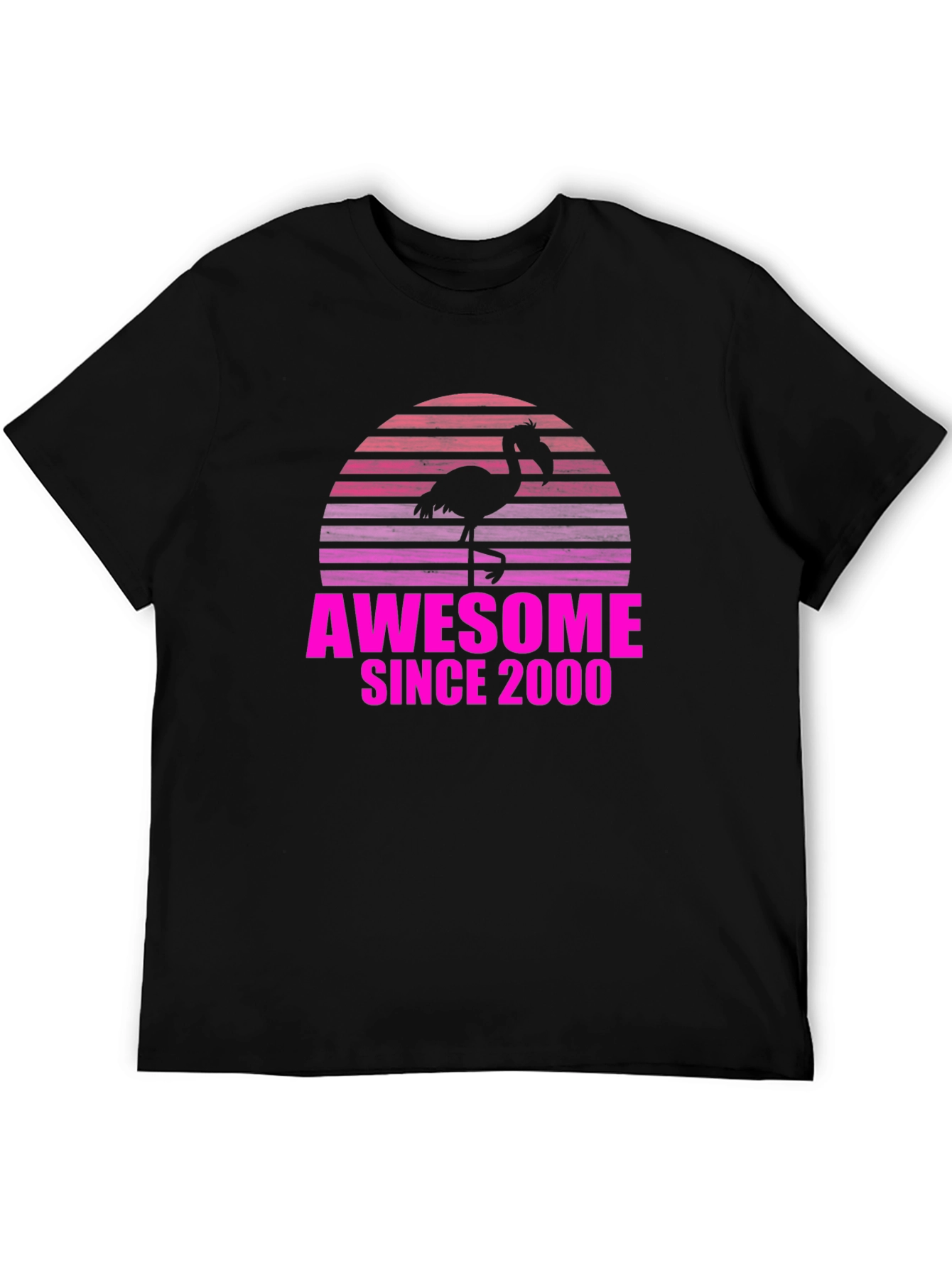 Black Awesome Since 2000 Flamingo Graphic Tee view 5